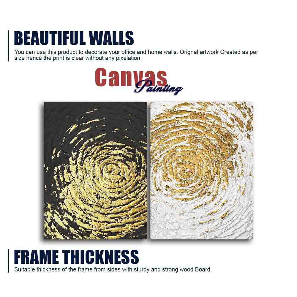 Golden Textured Canvas Wall Painting of Two Pieces - Image 6
