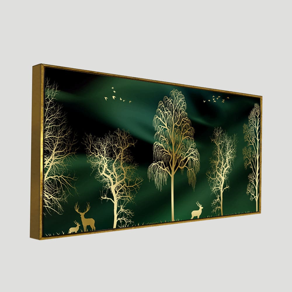 Golden Trees and Deer Modern Art Premium Wall Painting - Image 5