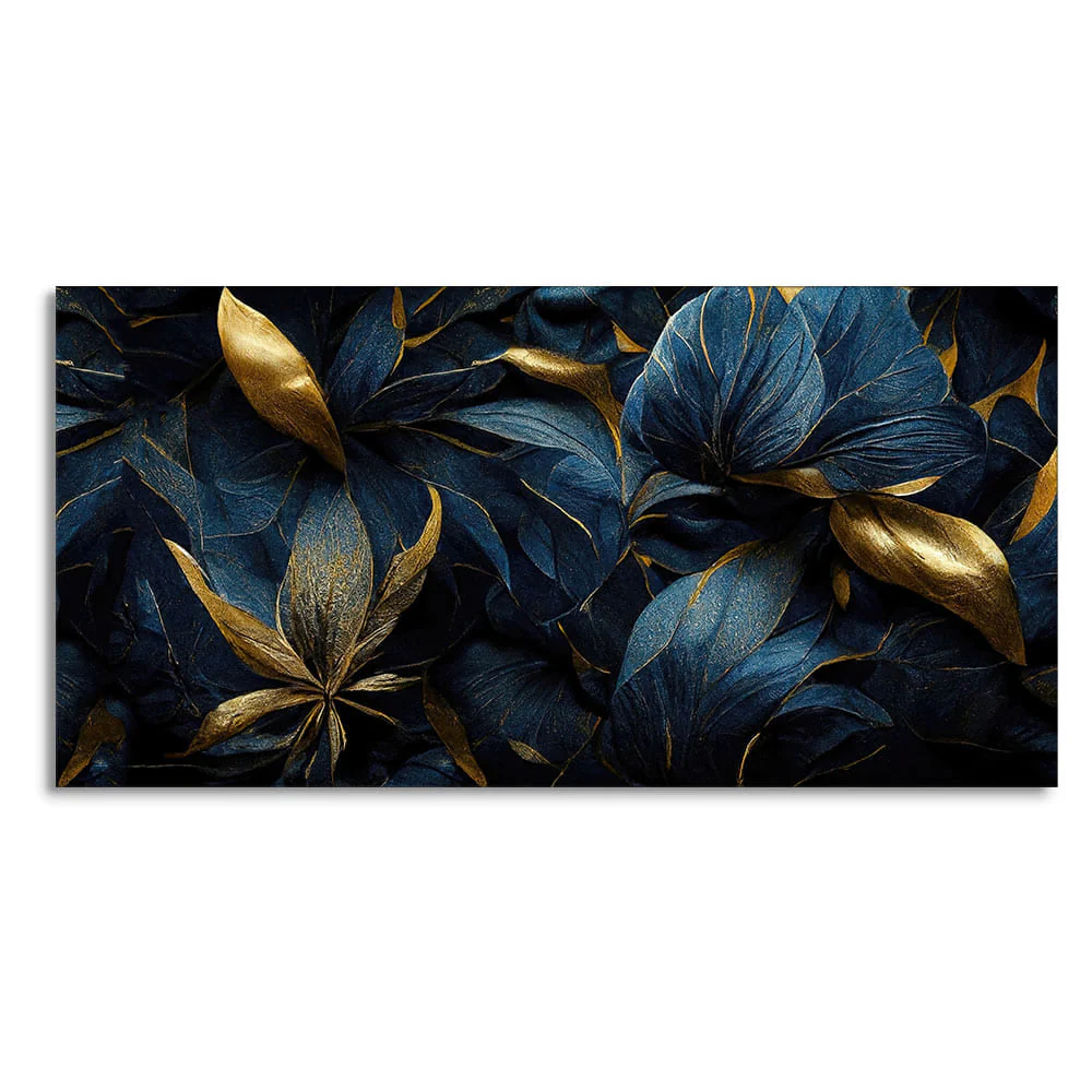 Golden Tropical leaves Canvas Wall Painting - Image 4