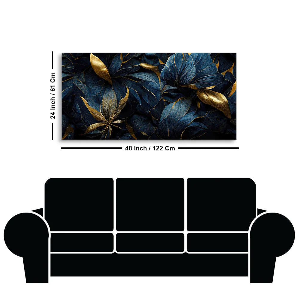 Golden Tropical leaves Canvas Wall Painting - Image 7