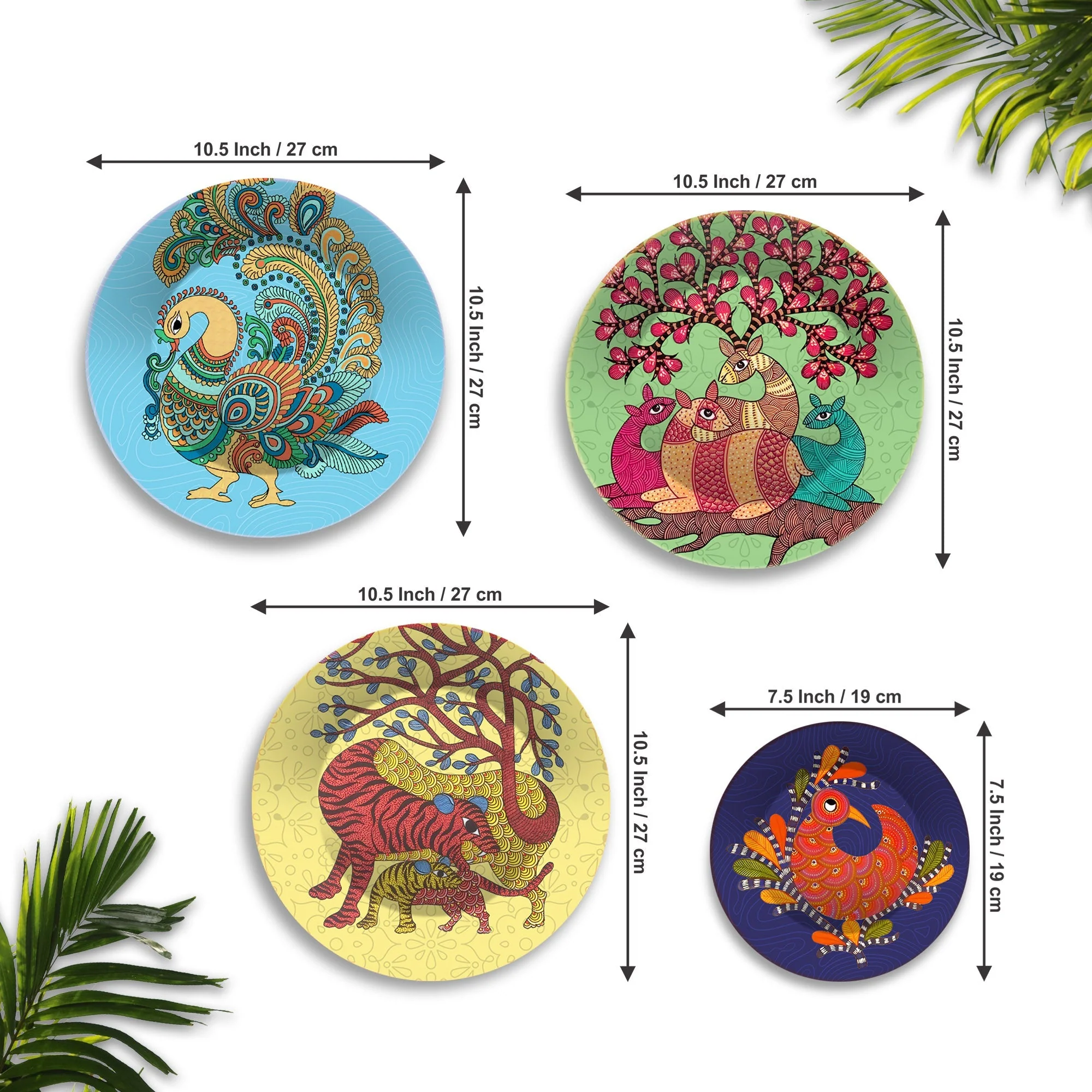 Gond Artwork Premium Wall Plates Painting Set of Four - Image 6