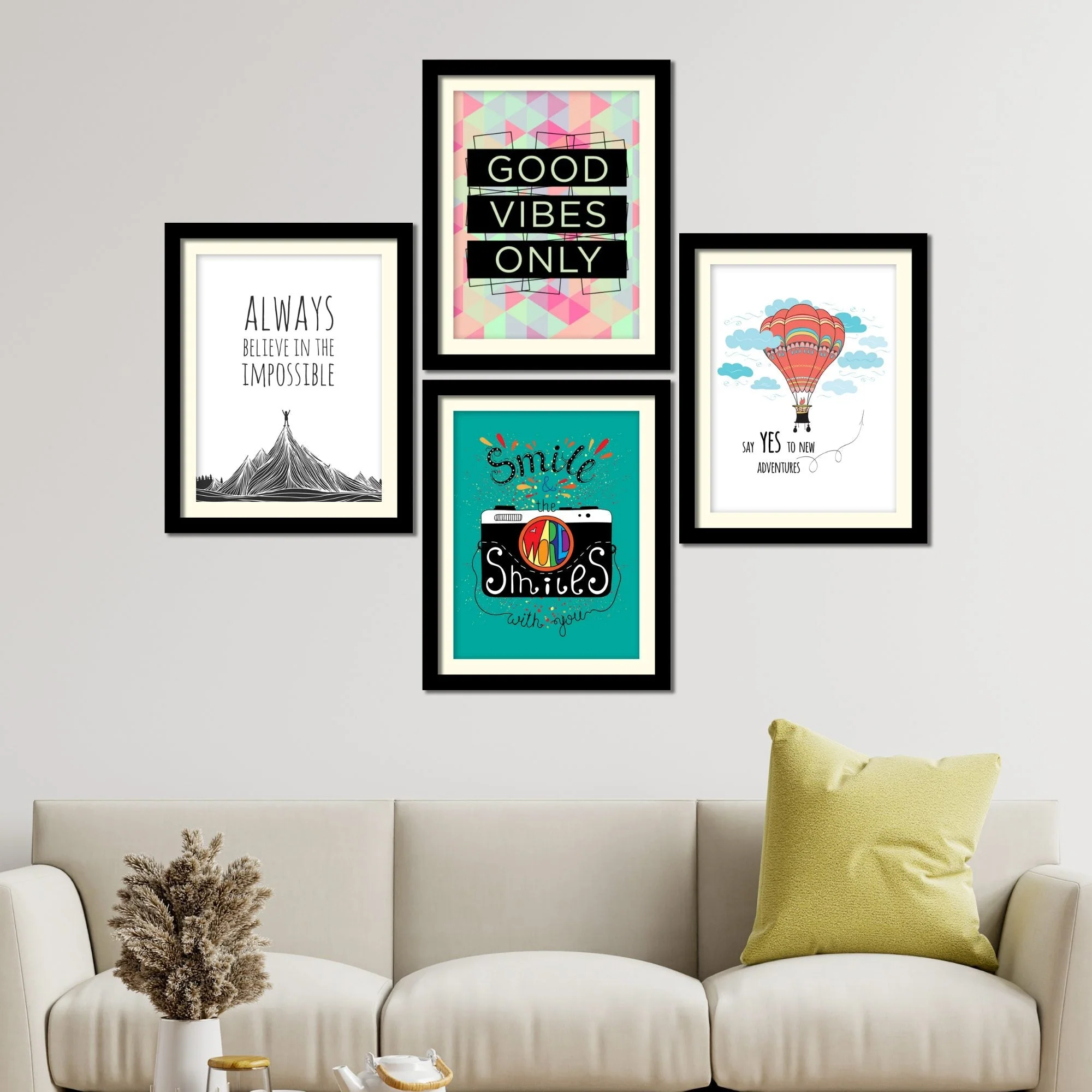 Good Vibes Only Quotes Premium Wall Frame Set of Four - Image 3