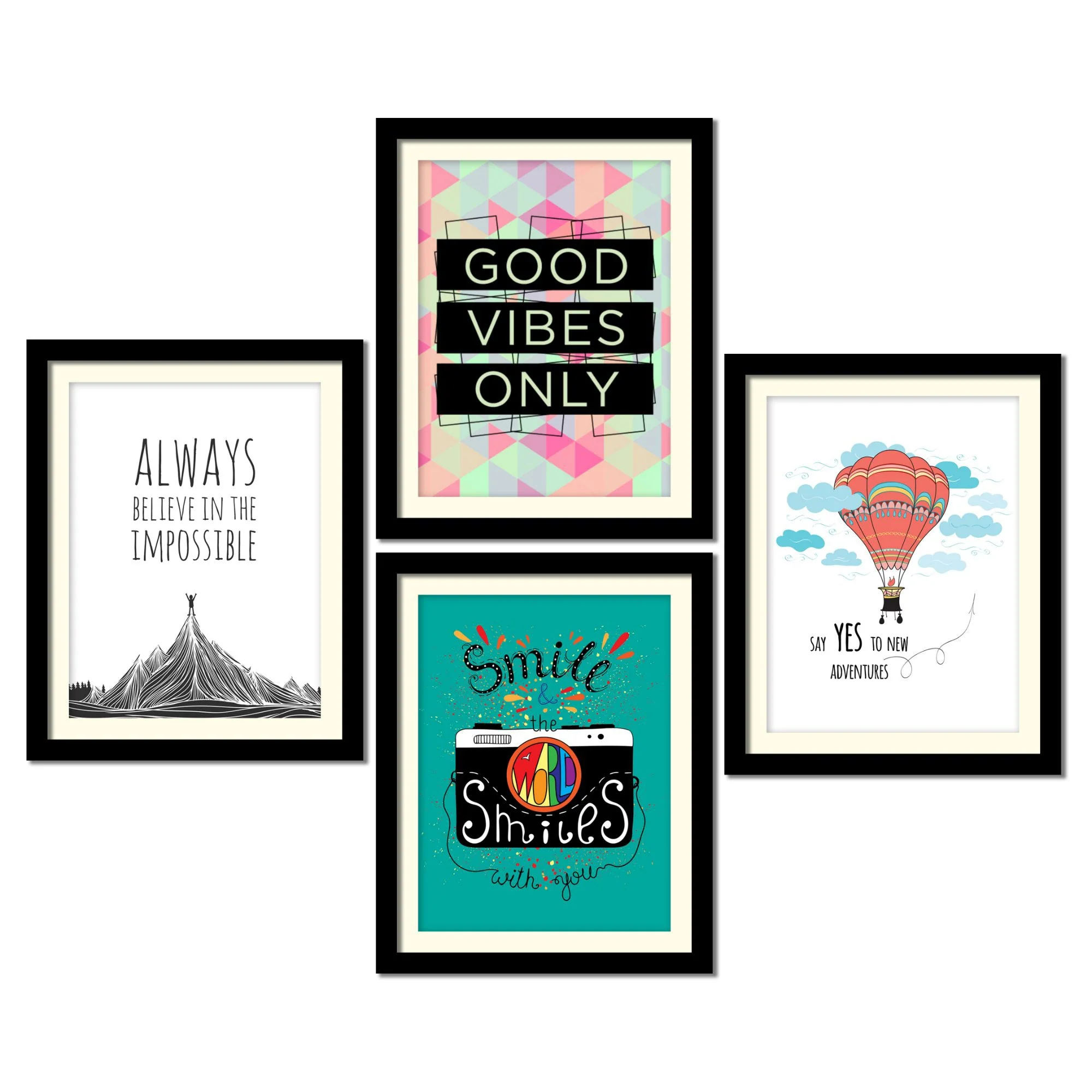Good Vibes Only Quotes Premium Wall Frame Set of Four - Image 4