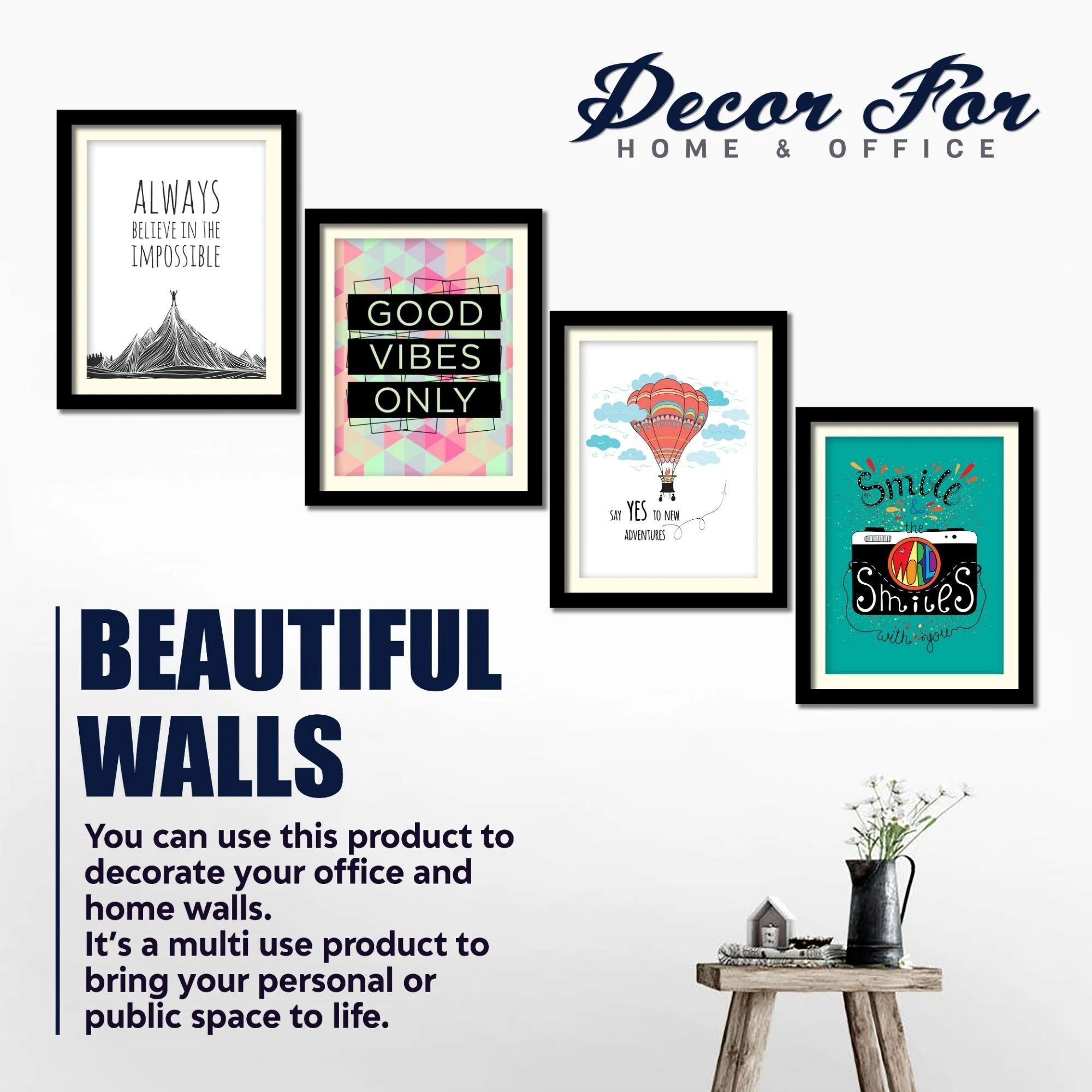 Good Vibes Only Quotes Premium Wall Frame Set of Four - Image 5