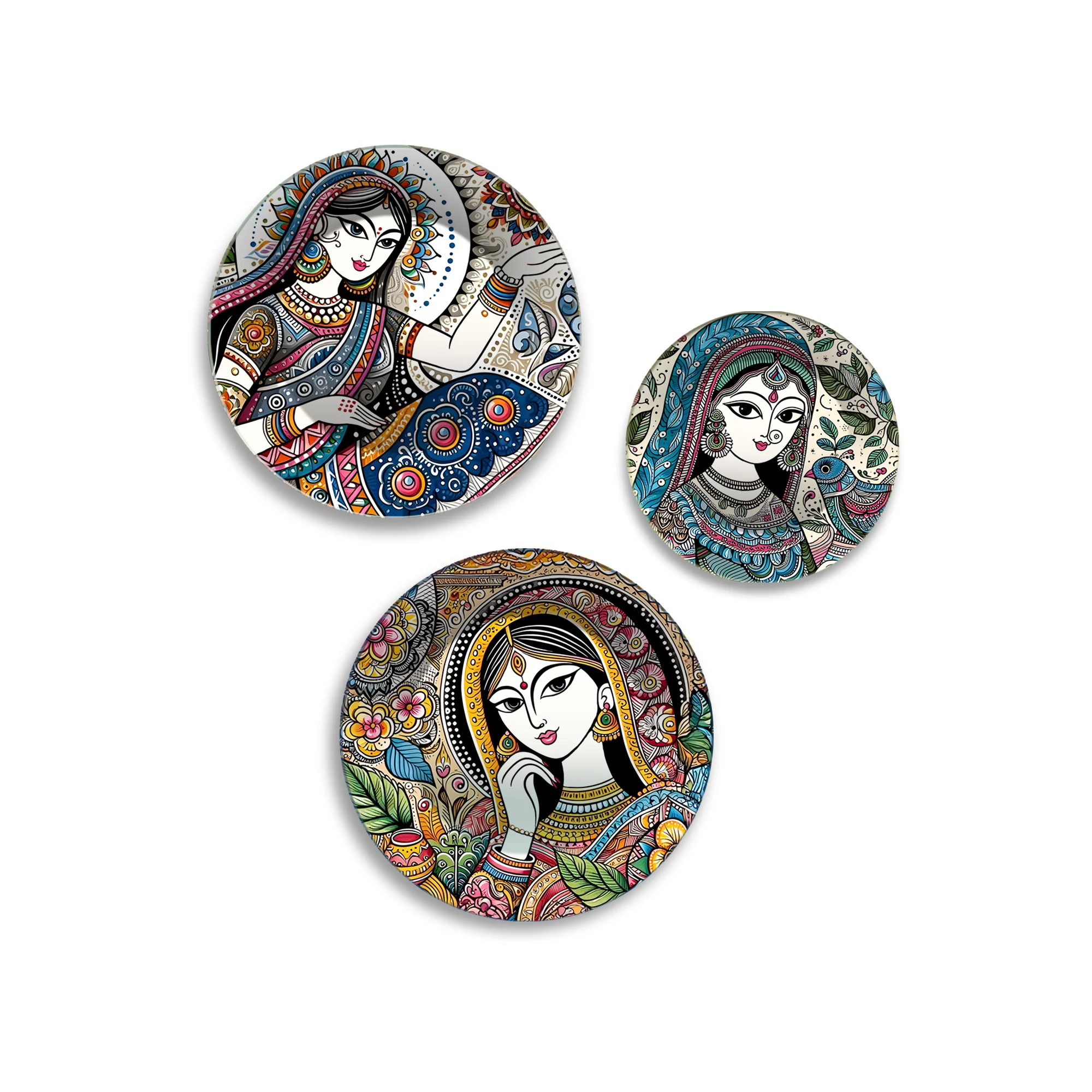 Grace & Glory Folk Art Premium Wall Plates Painting Set of 3 - Image 4