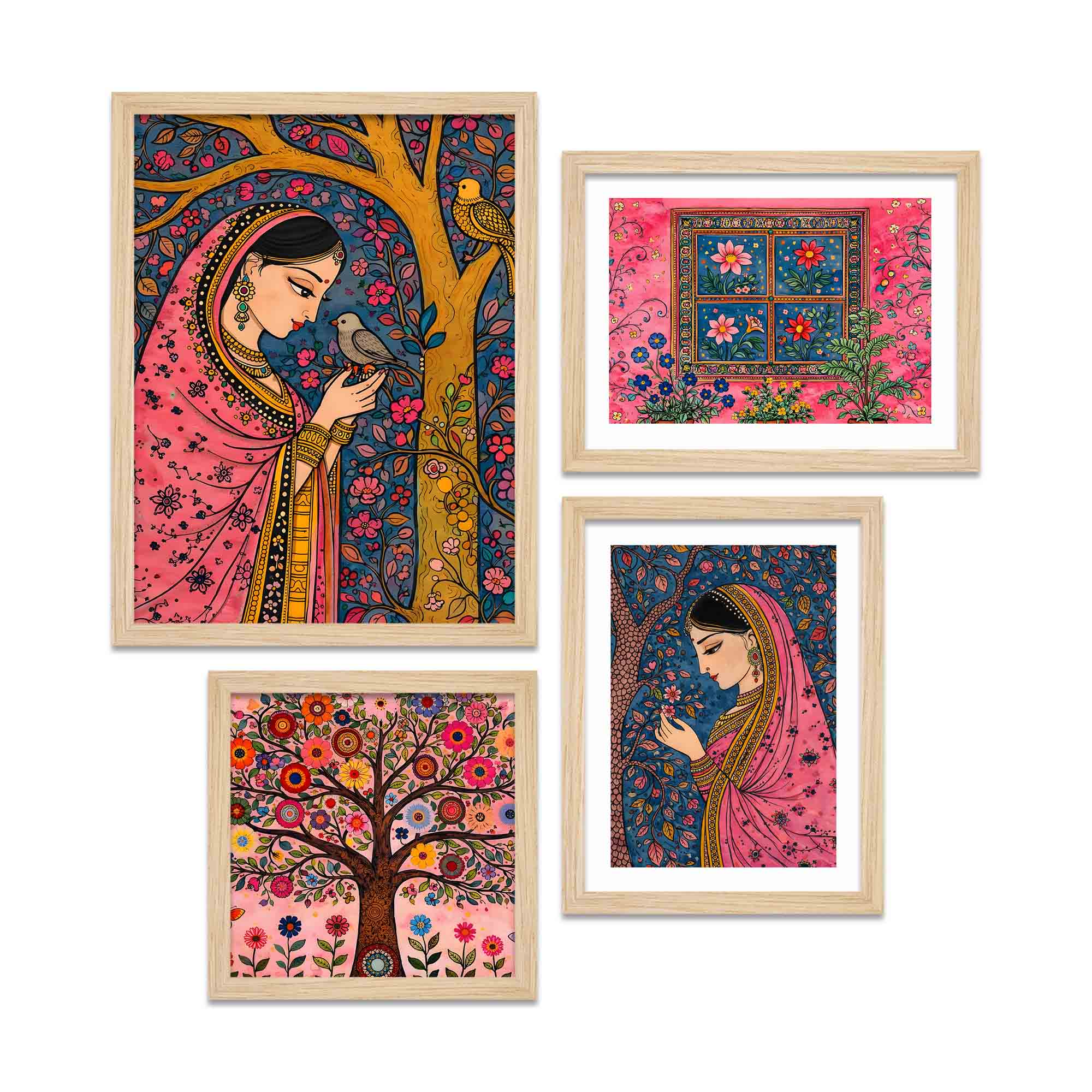 Graceful Indian Woman Wall Frame Set of Four - Image 4