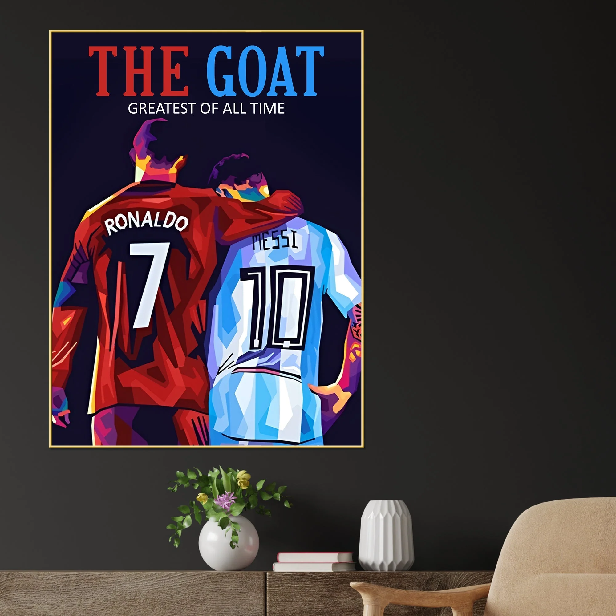 Greatest Of All Time Messi and CR7 Cotton Canvas Wall Painting - Image 2