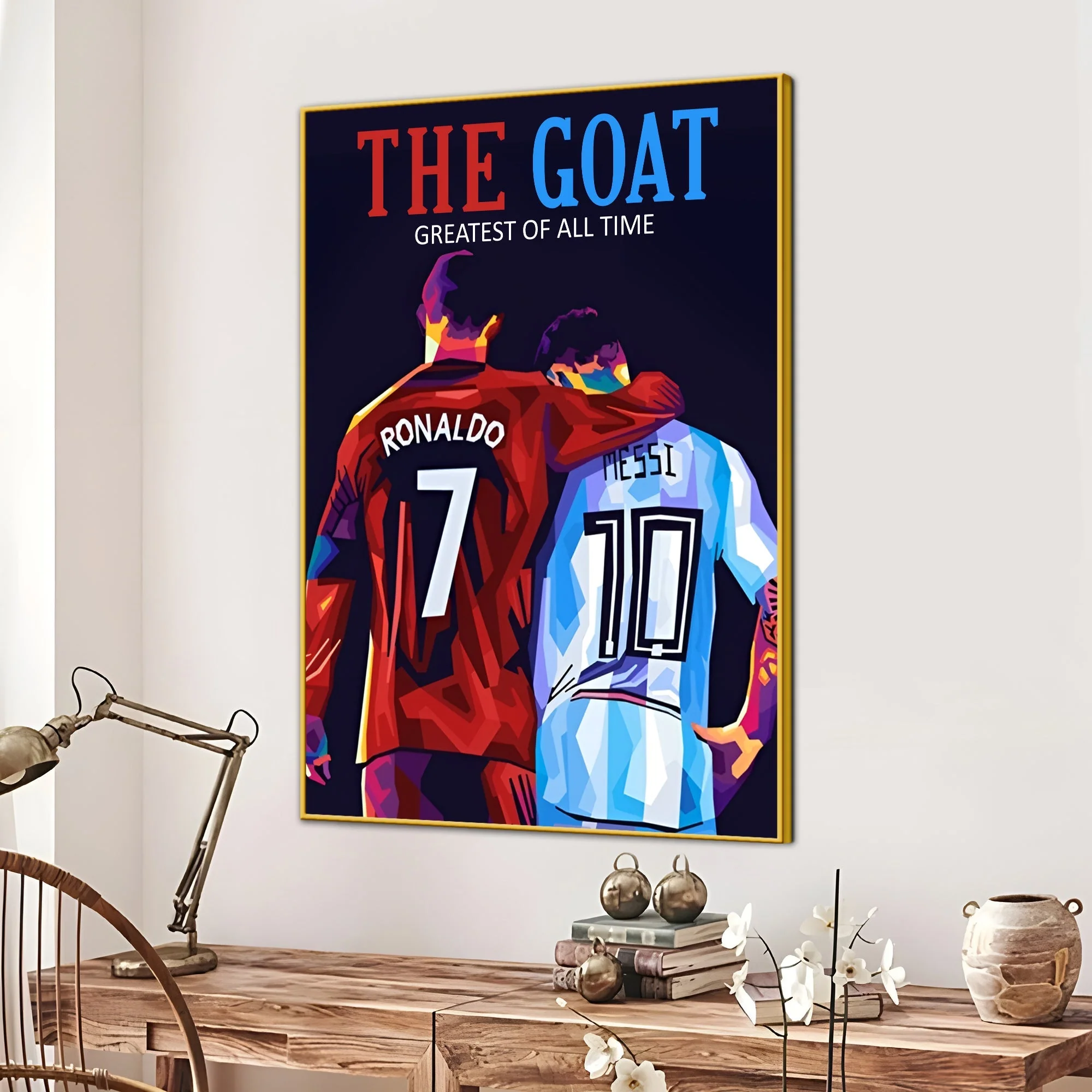 Greatest Of All Time Messi and CR7 Cotton Canvas Wall Painting - Image 3