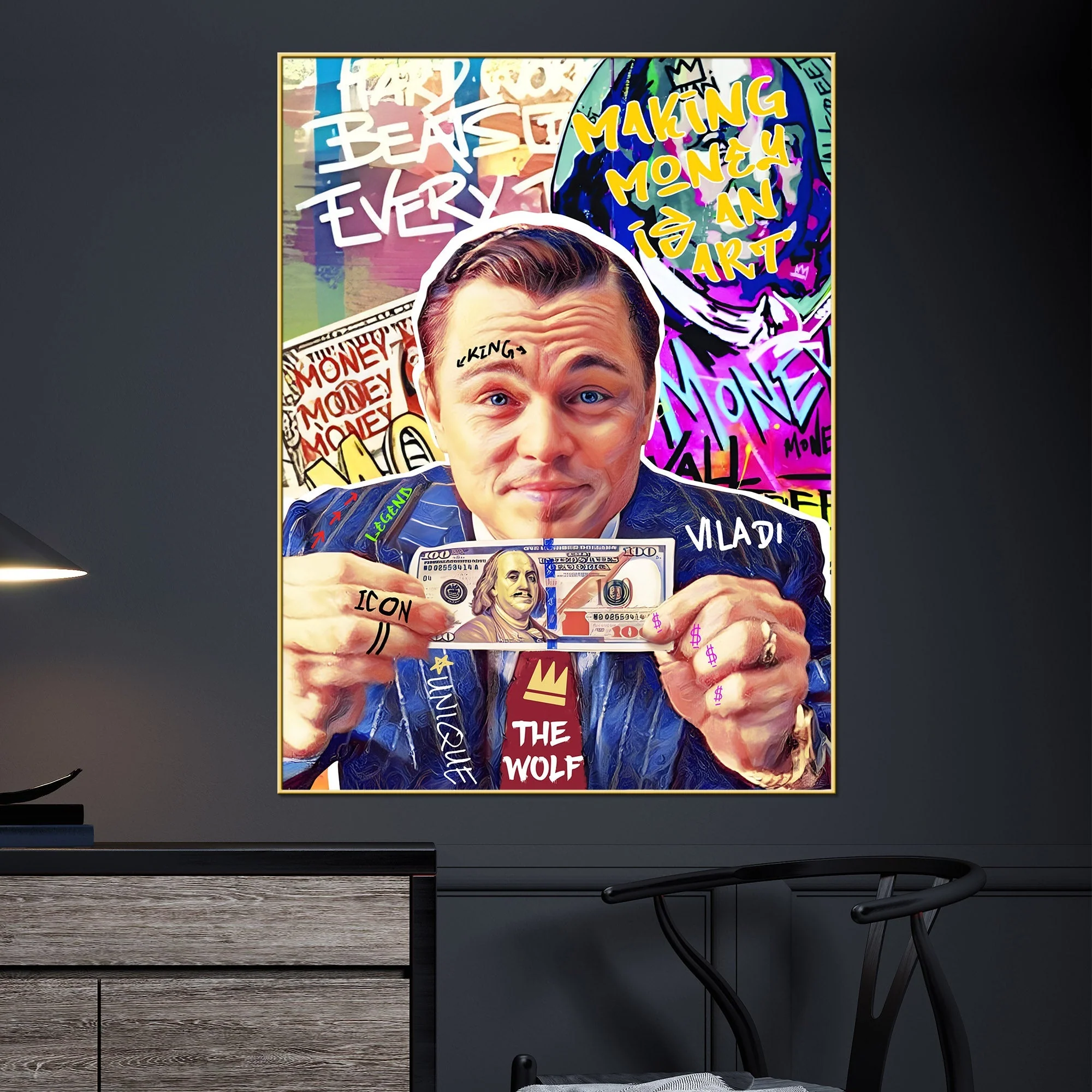 Greed Is Good Cotton Canvas Wall Painting - Image 2