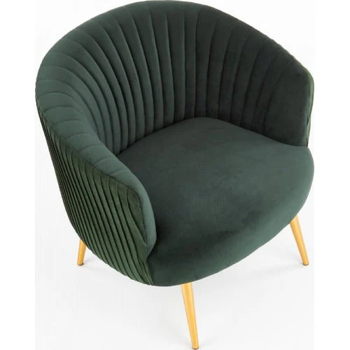 Green Cocooned Pattern Velvet Accent Chair - Image 6