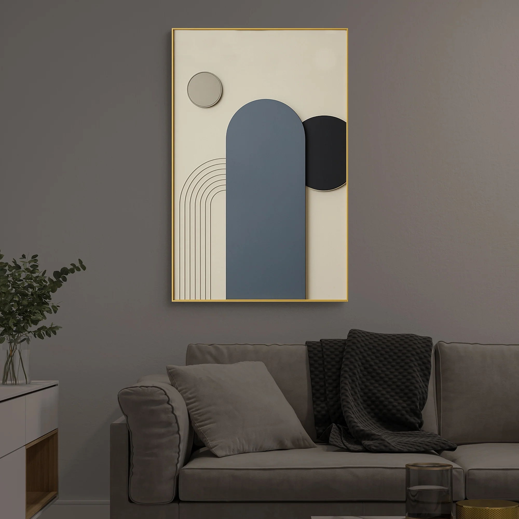 Grey and Black Tones Contemporary Abstract 3D Wall Art Home Decor - Image 2