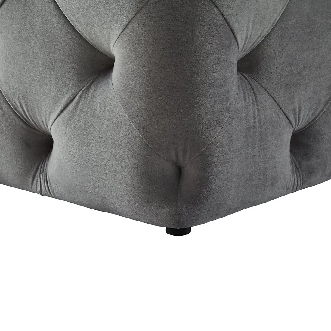 Grey Square Shaped Artistic Design Tufted Velvet Ottoman - Image 5