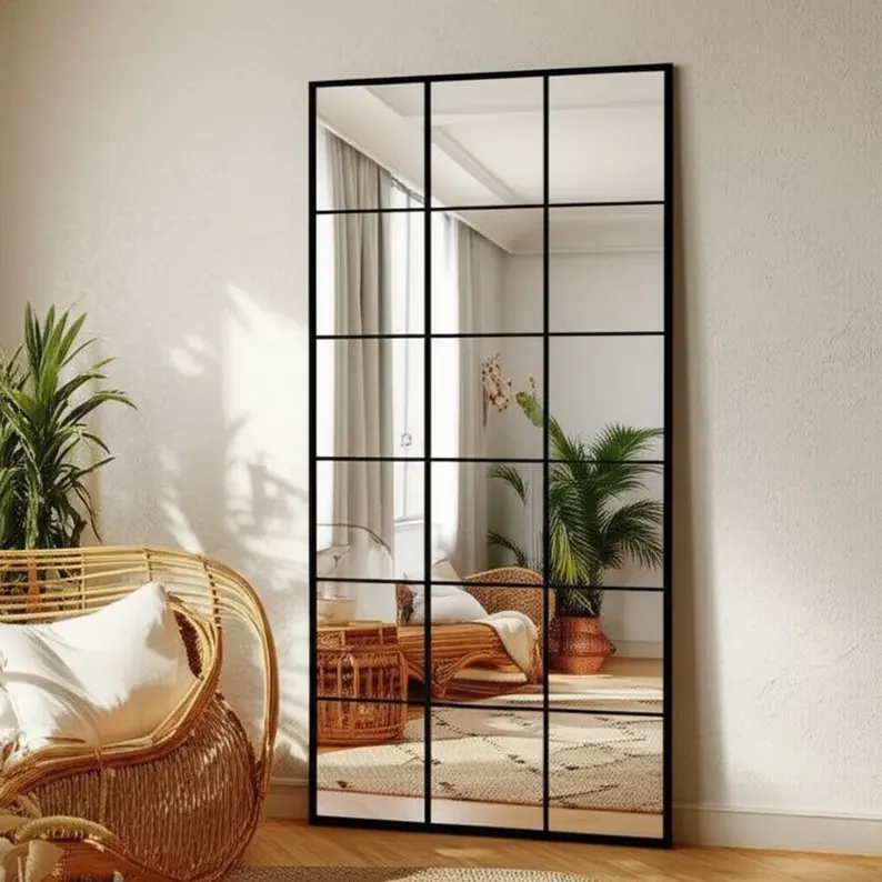 Grid Pattern Wall Mirror | Modern Bathroom & Living Room Decor - Image 4
