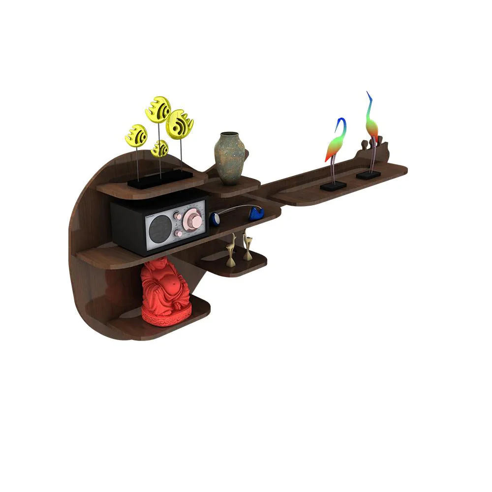 Guitar Backlit Designer Wooden Wall Shelf / Book Shelf / Night Light, Walnut Finish - Image 3