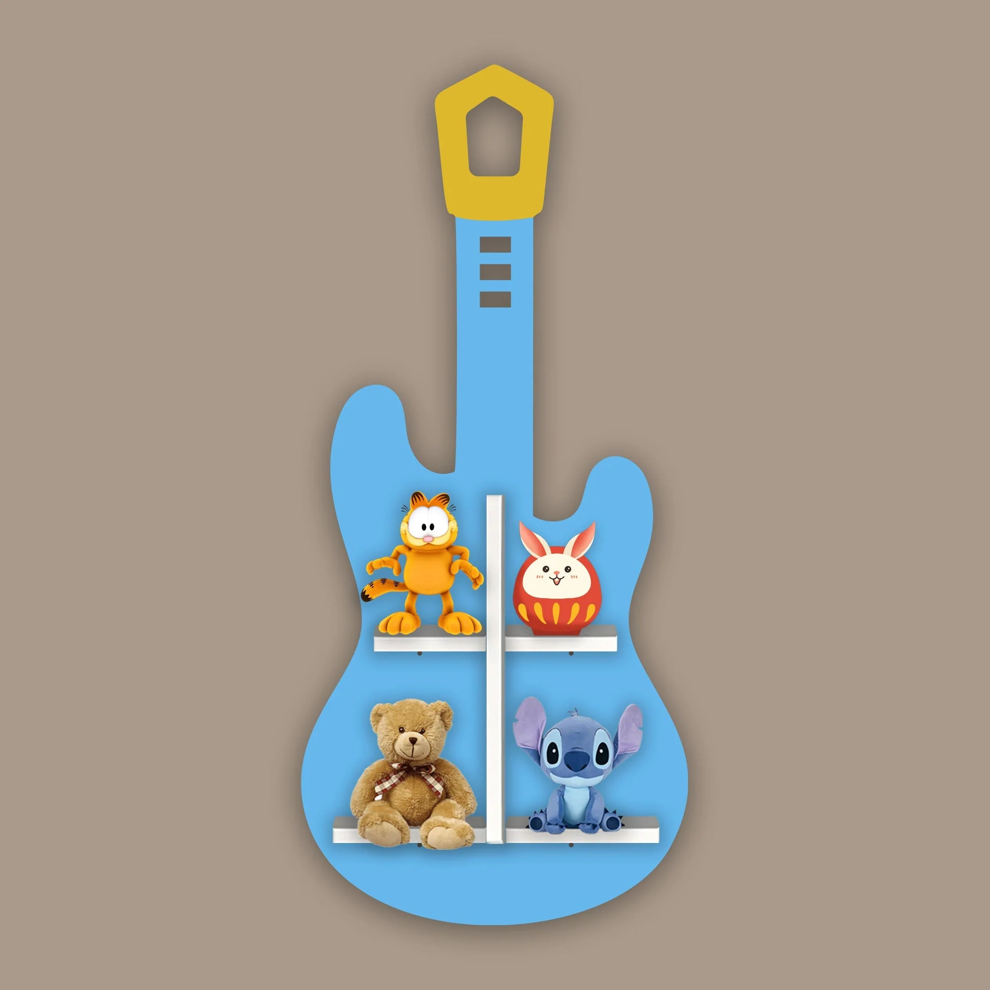 Guitar Shape Wooden Wall Shelf LED Light Wall Shelf for Kids - Image 4