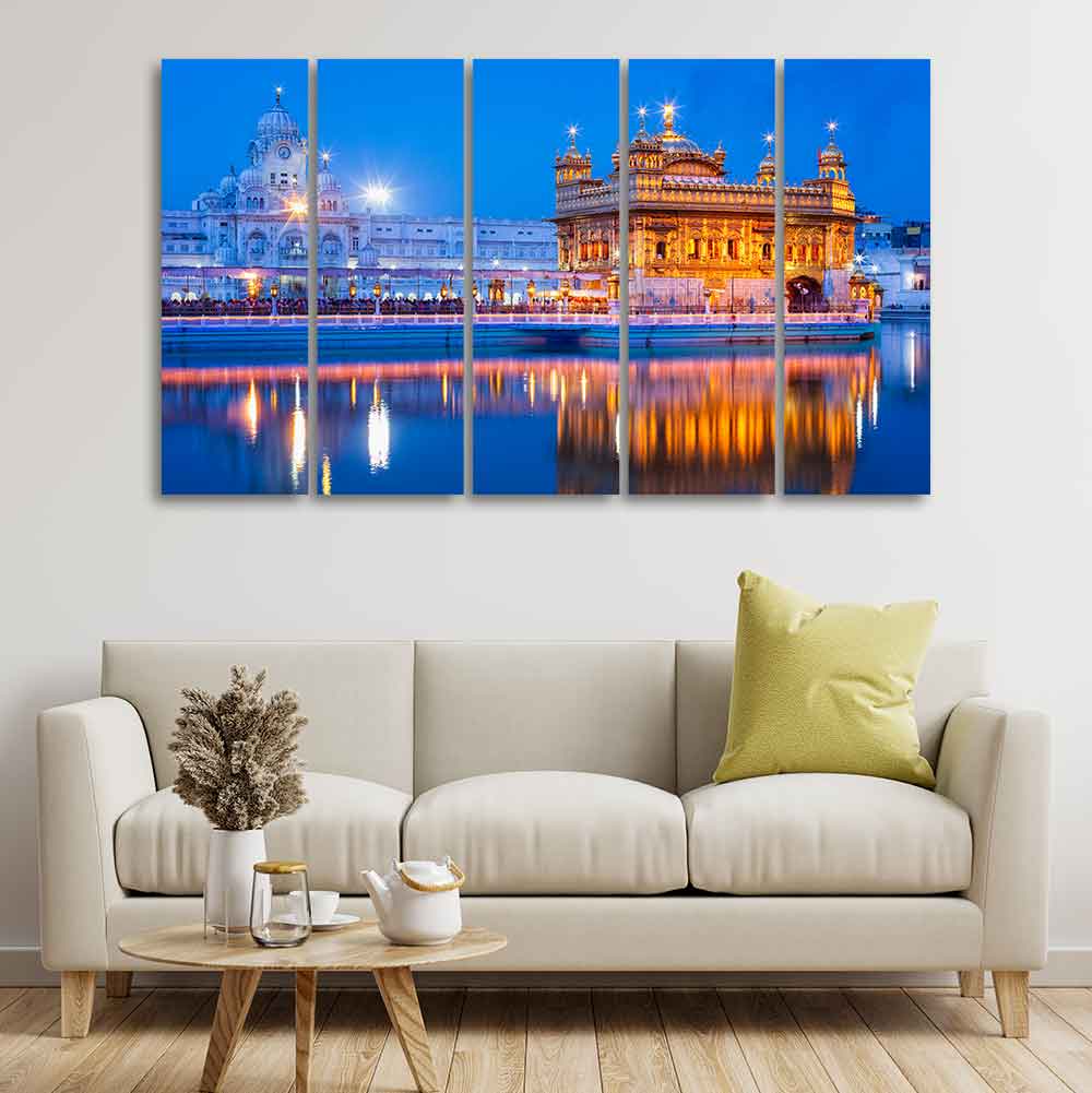 Gurdwara Sri Harmandir Sahib Golden Temple Five Pieces Wall Painting - Image 2