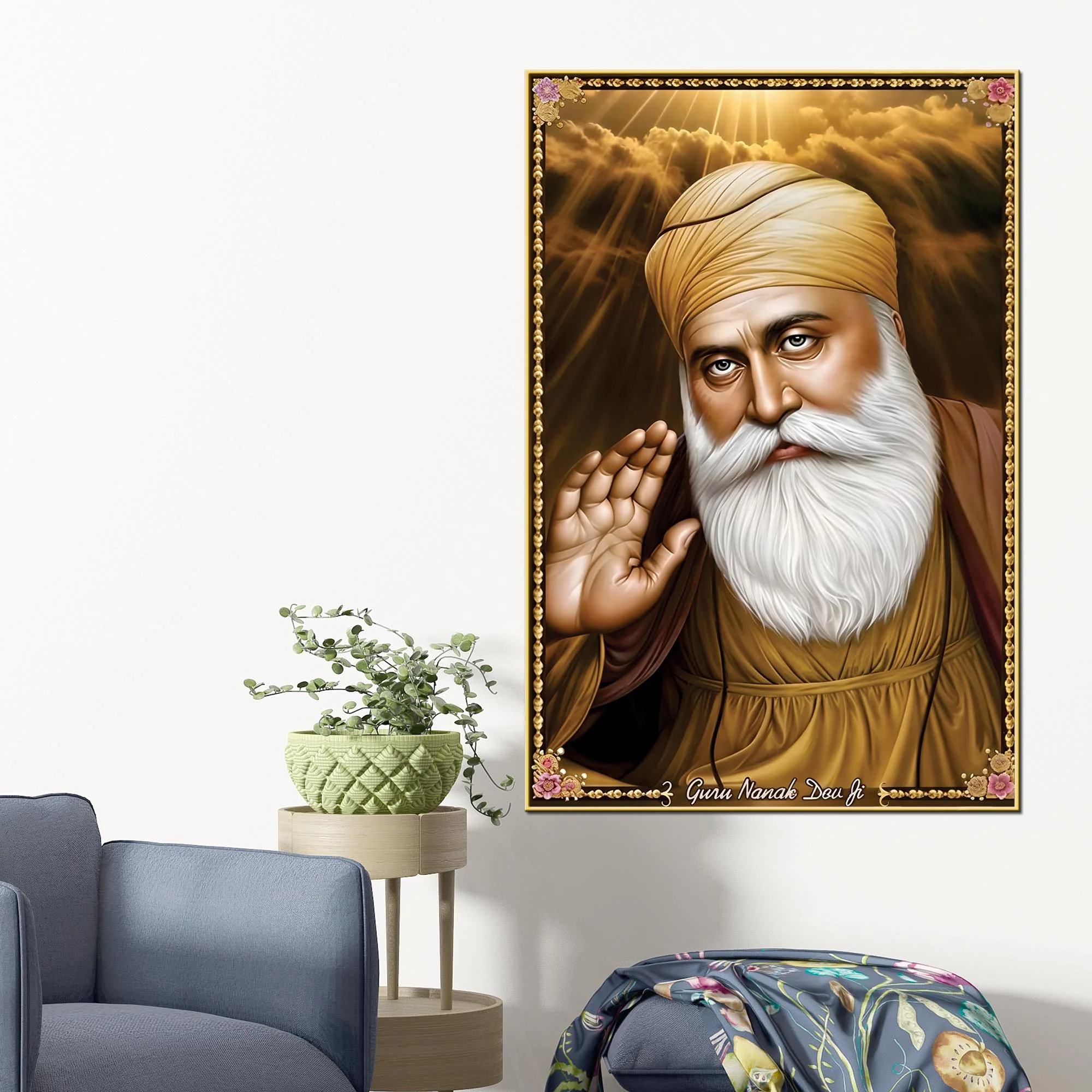 Guru Nanak Dev Ji Wall Painting | Peaceful Spiritual Art