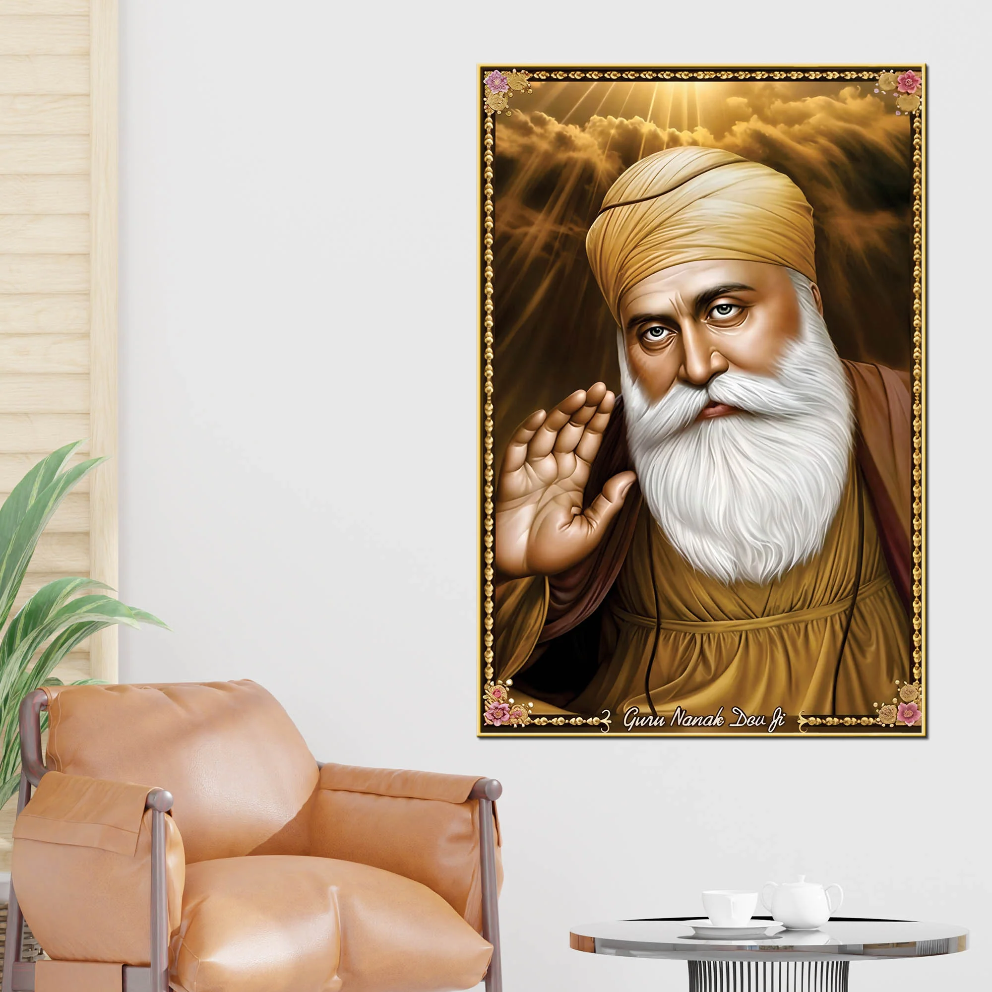 Guru Nanak Dev Ji Wall Painting | Peaceful Spiritual Art - Image 2