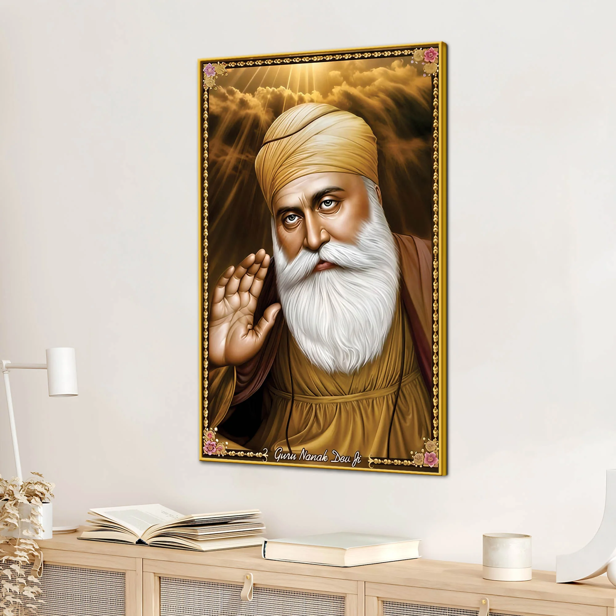 Guru Nanak Dev Ji Wall Painting | Peaceful Spiritual Art - Image 3