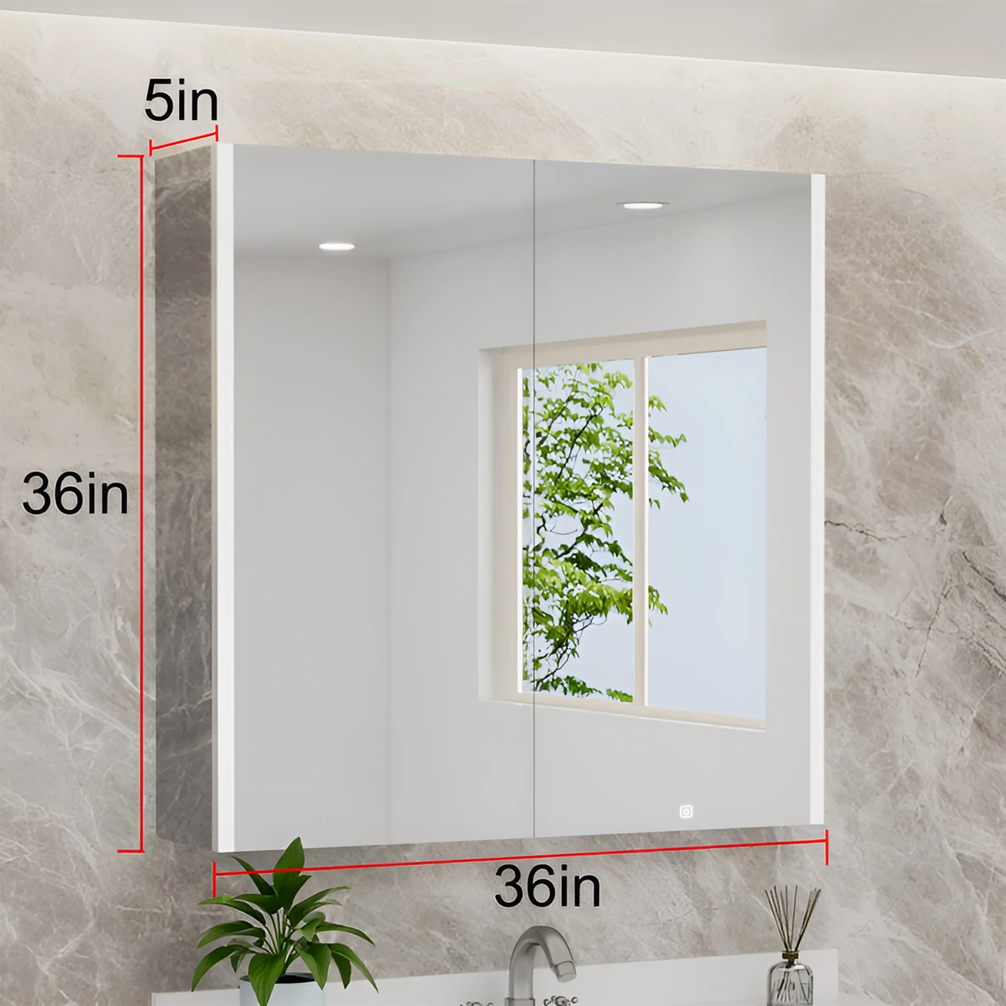 HaloLine Ambient Side Glow LED Mirror with Storage Cabinet - Image 4
