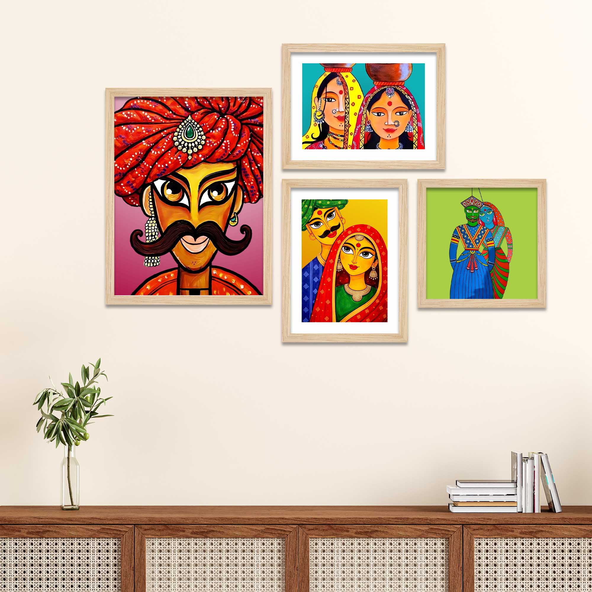 Handcrafted Look Rajasthani Wall Frame Set of Four - Image 2