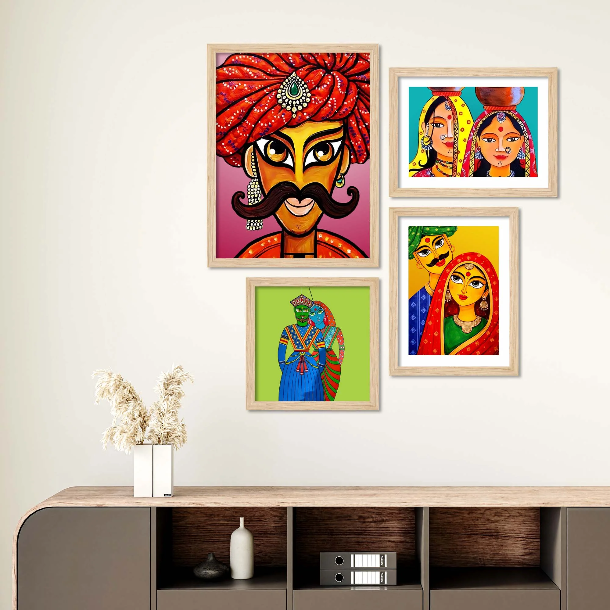 Handcrafted Look Rajasthani Wall Frame Set of Four - Image 3