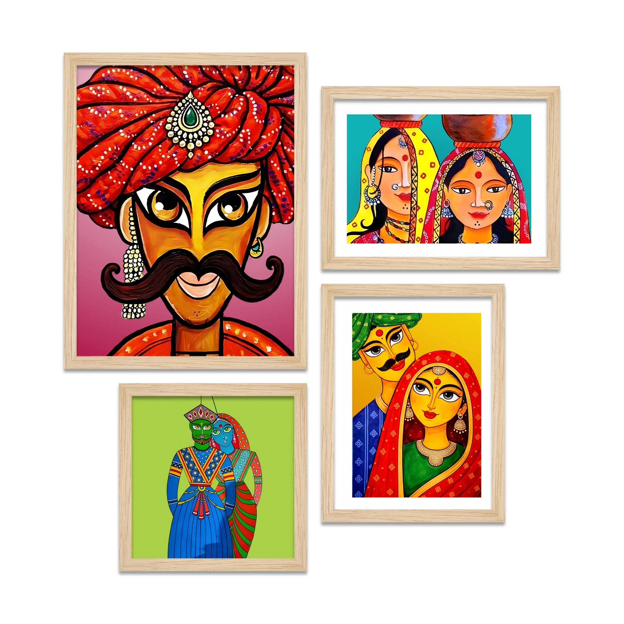 Handcrafted Look Rajasthani Wall Frame Set of Four - Image 4
