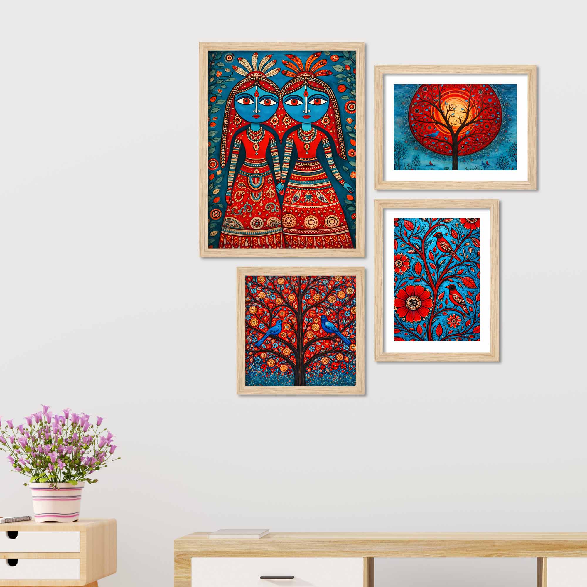 Handcrafted Style Indian Wall Frame Set of Four - Image 3