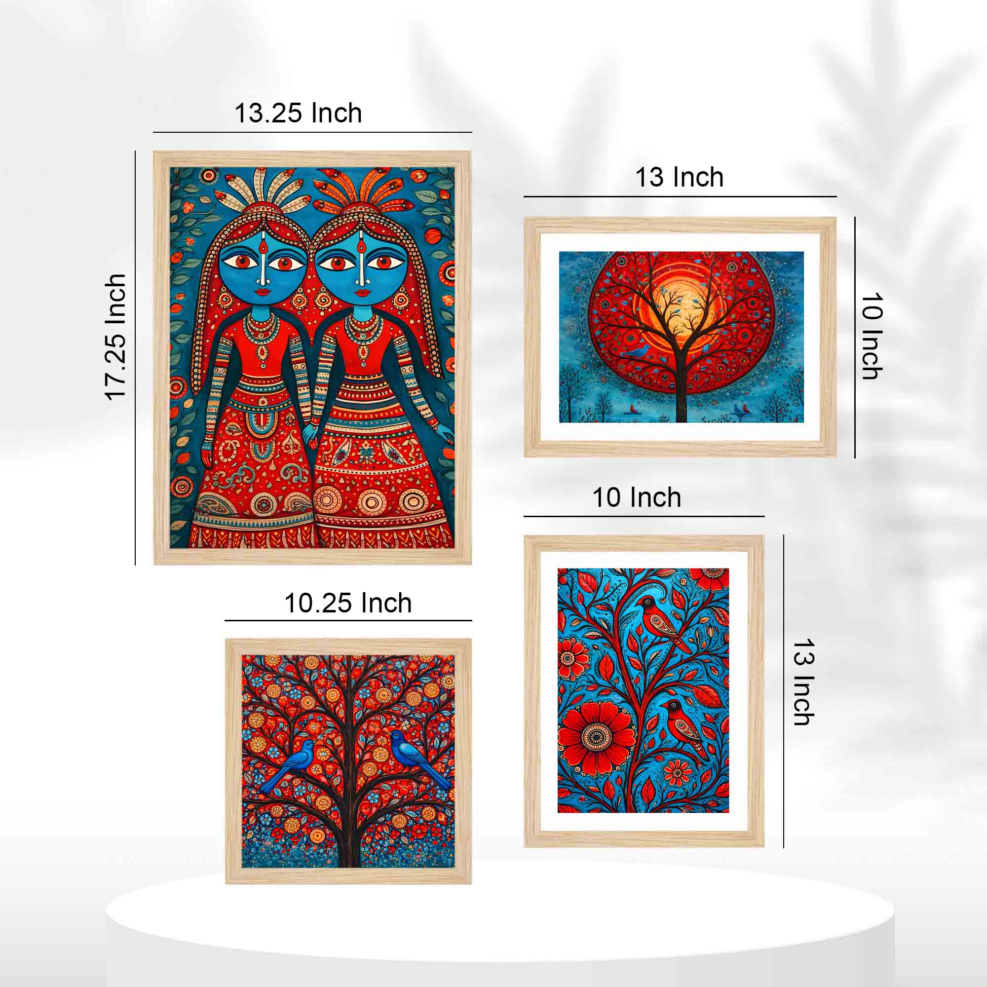 Handcrafted Style Indian Wall Frame Set of Four - Image 5