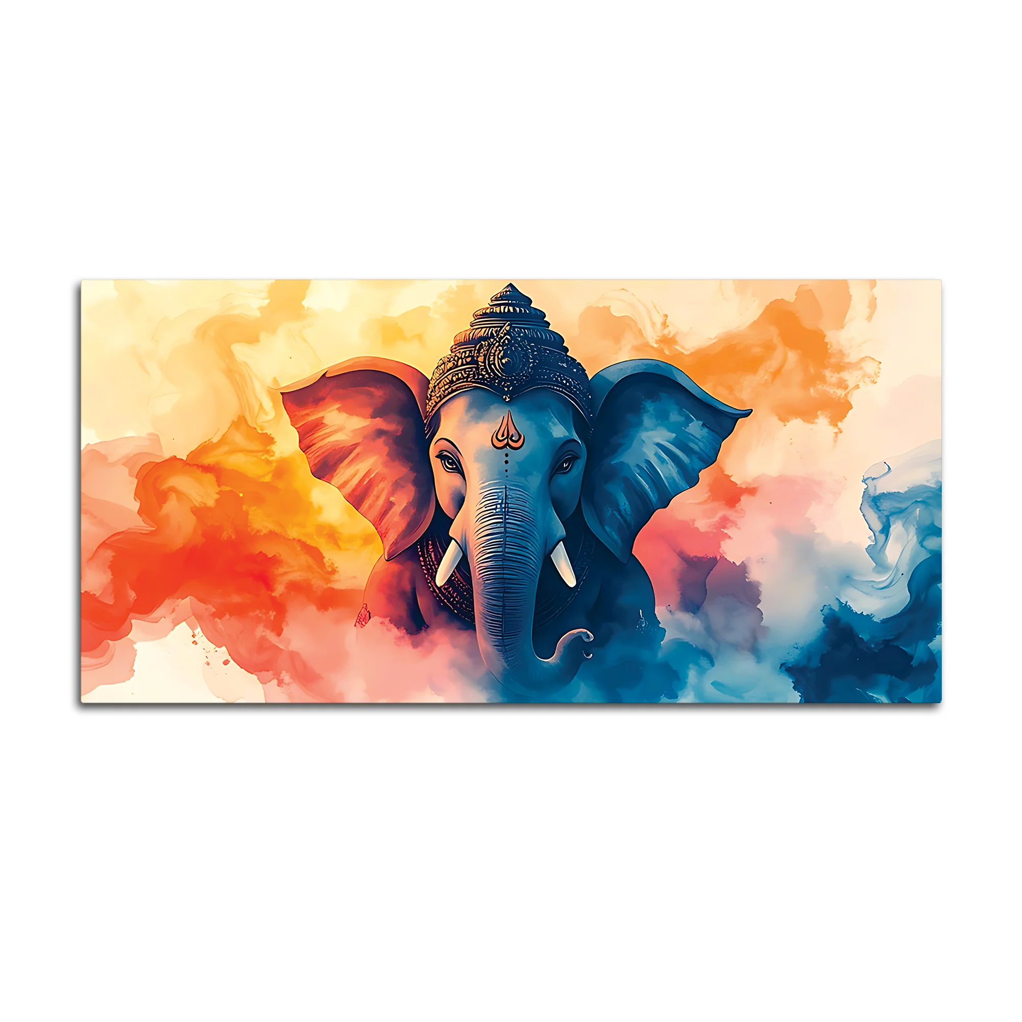 Handcrafted Style Lord Shri Ganpati Bappa Canvas Wall Painting for Home & Office Decoration – Modern Spiritual Wall Decor - Image 4