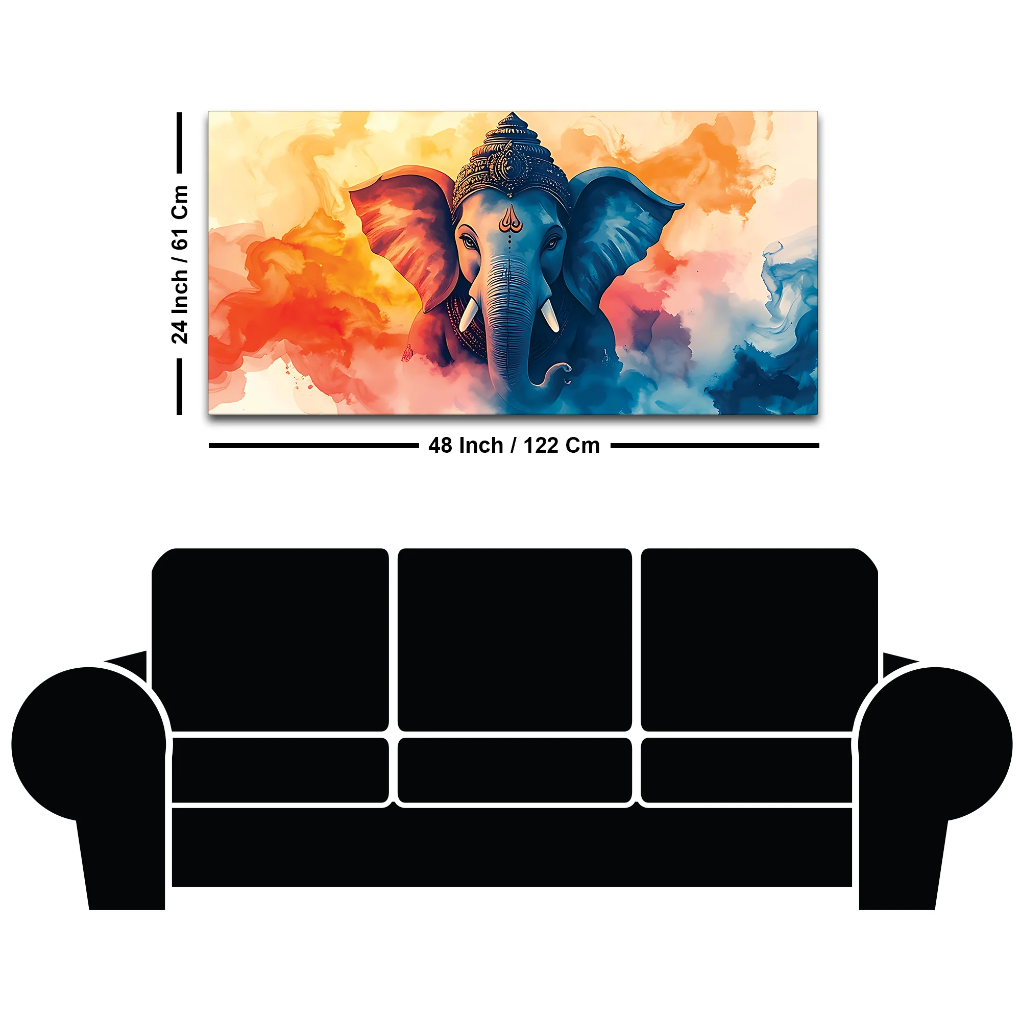 Handcrafted Style Lord Shri Ganpati Bappa Canvas Wall Painting for Home & Office Decoration – Modern Spiritual Wall Decor - Image 8