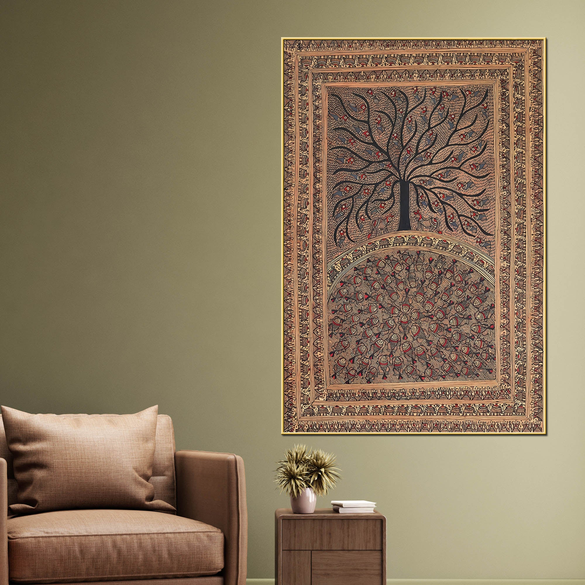 Handcrafted Style Madhubani Canvas Painting for Home Decor - Image 2