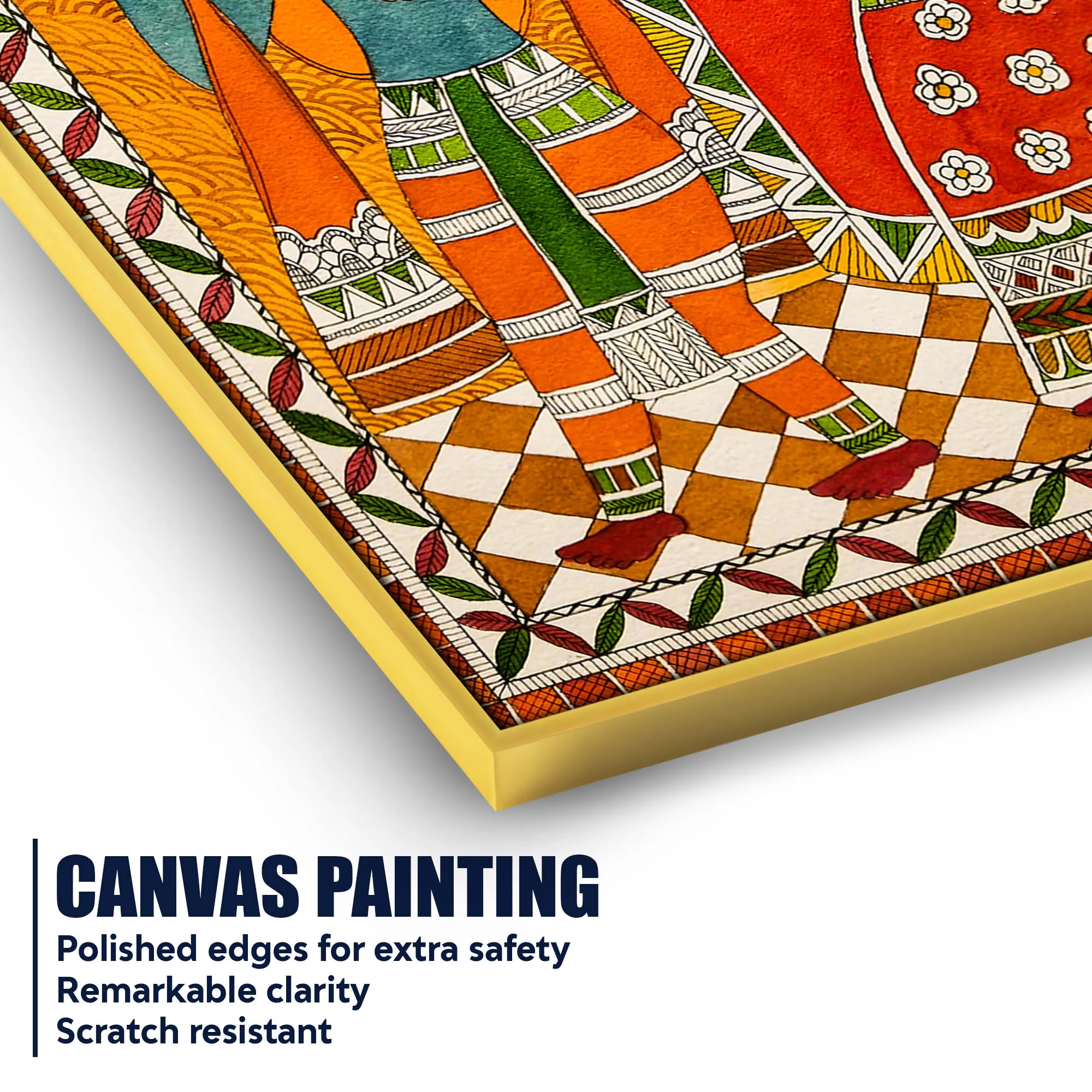 Handcrafted Style Madhubani Canvas Wall Painting for Home Decoration - Image 4