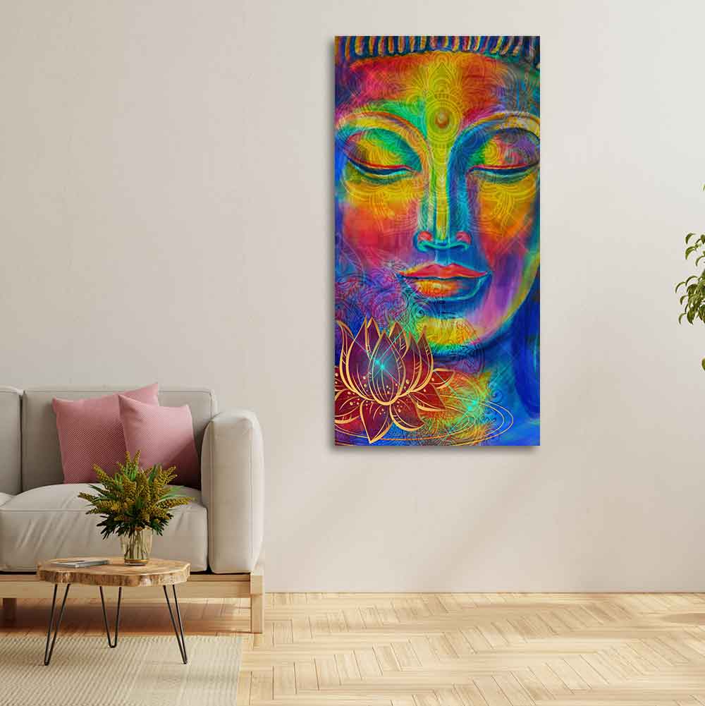 Head of Lord Buddha Canvas Wall Painting - Image 2