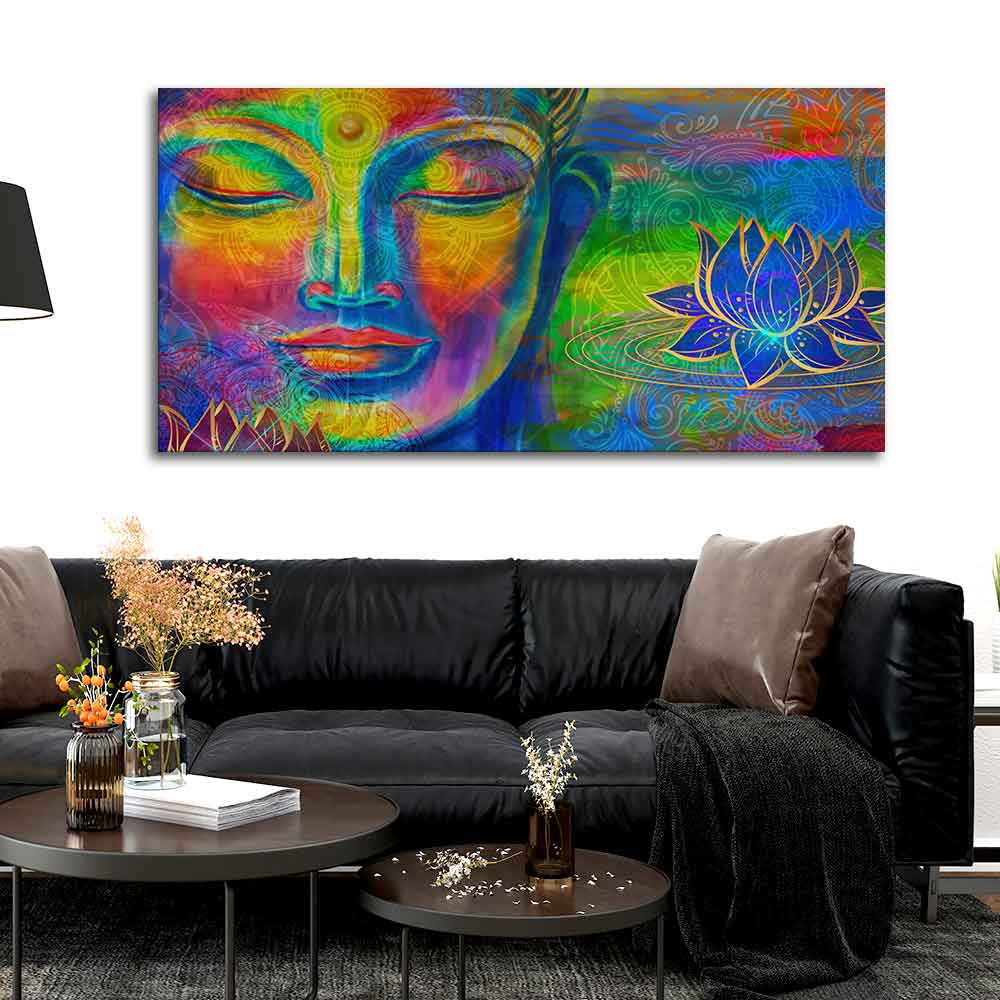 Head of Lord Buddha Colorful Wall Painting - Image 4