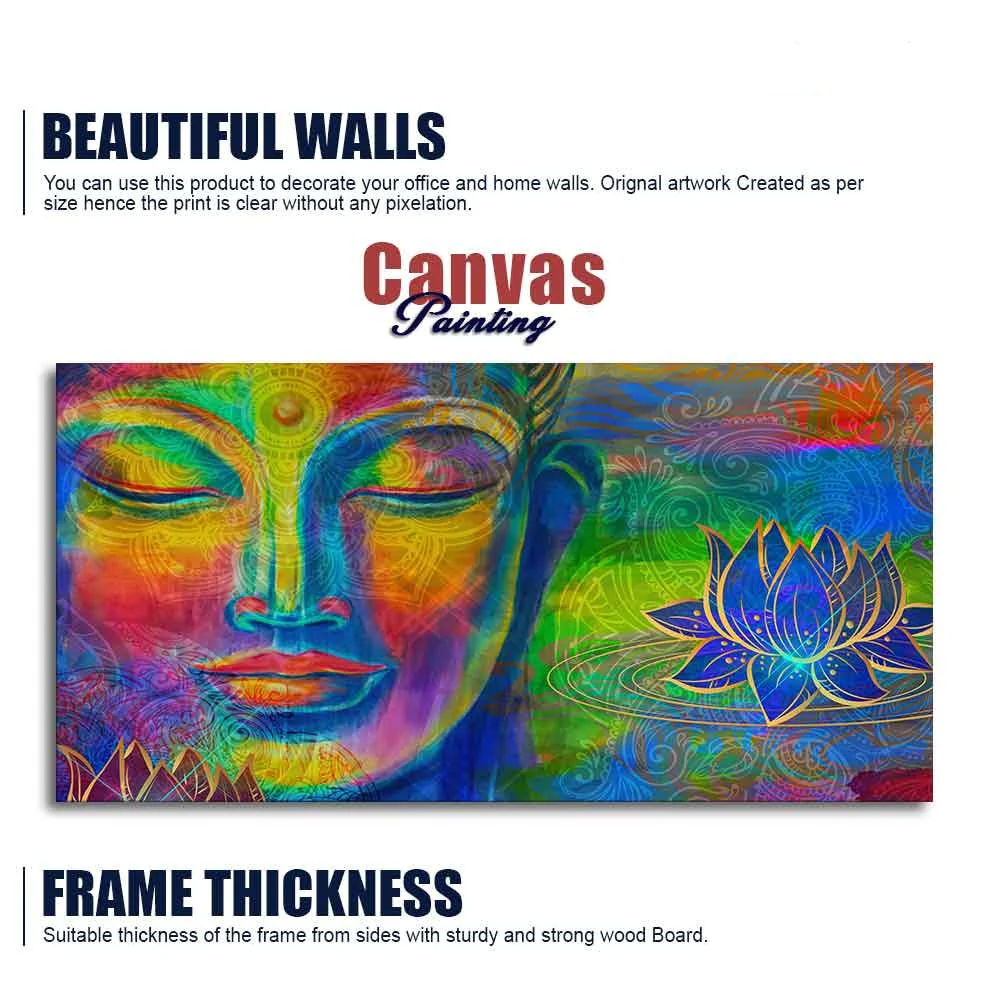 Head of Lord Buddha Colorful Wall Painting - Image 6