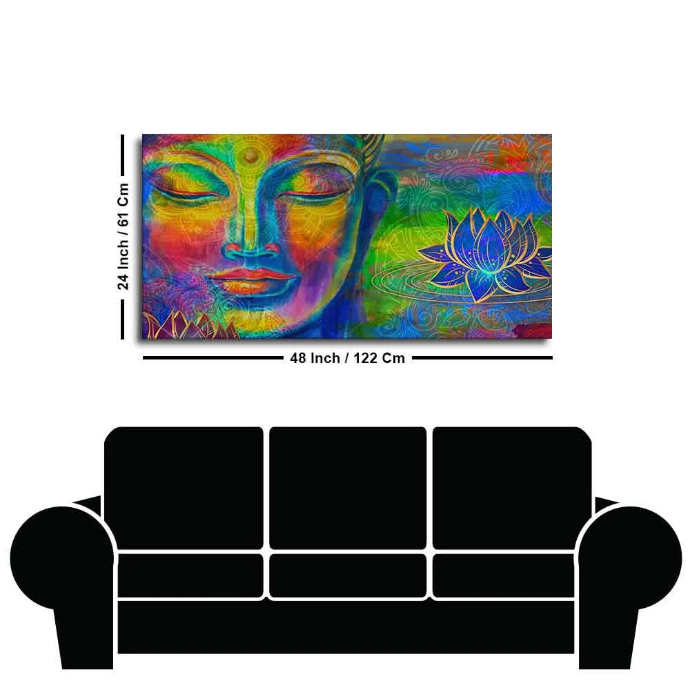 Head of Lord Buddha Colorful Wall Painting - Image 7