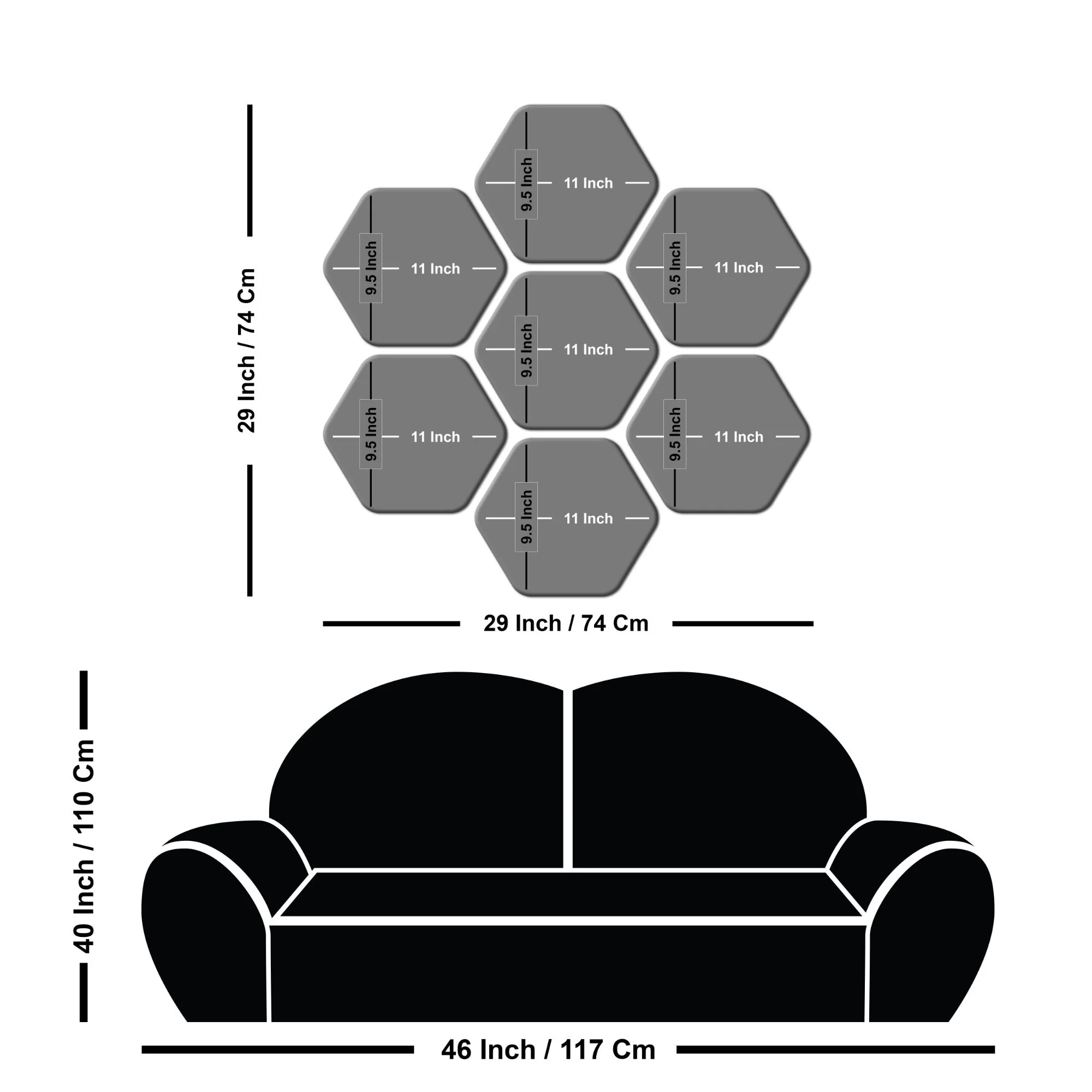 Hexagon Painting of Waheguru Ji Set of 7 - Image 5
