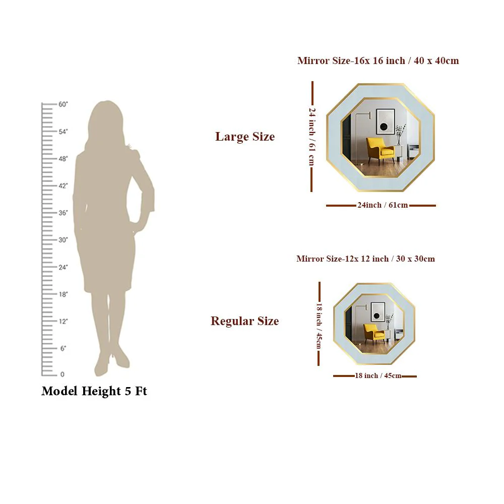 Hexagon Shape Decorative Wooden Framed Wall Mirror - Image 5
