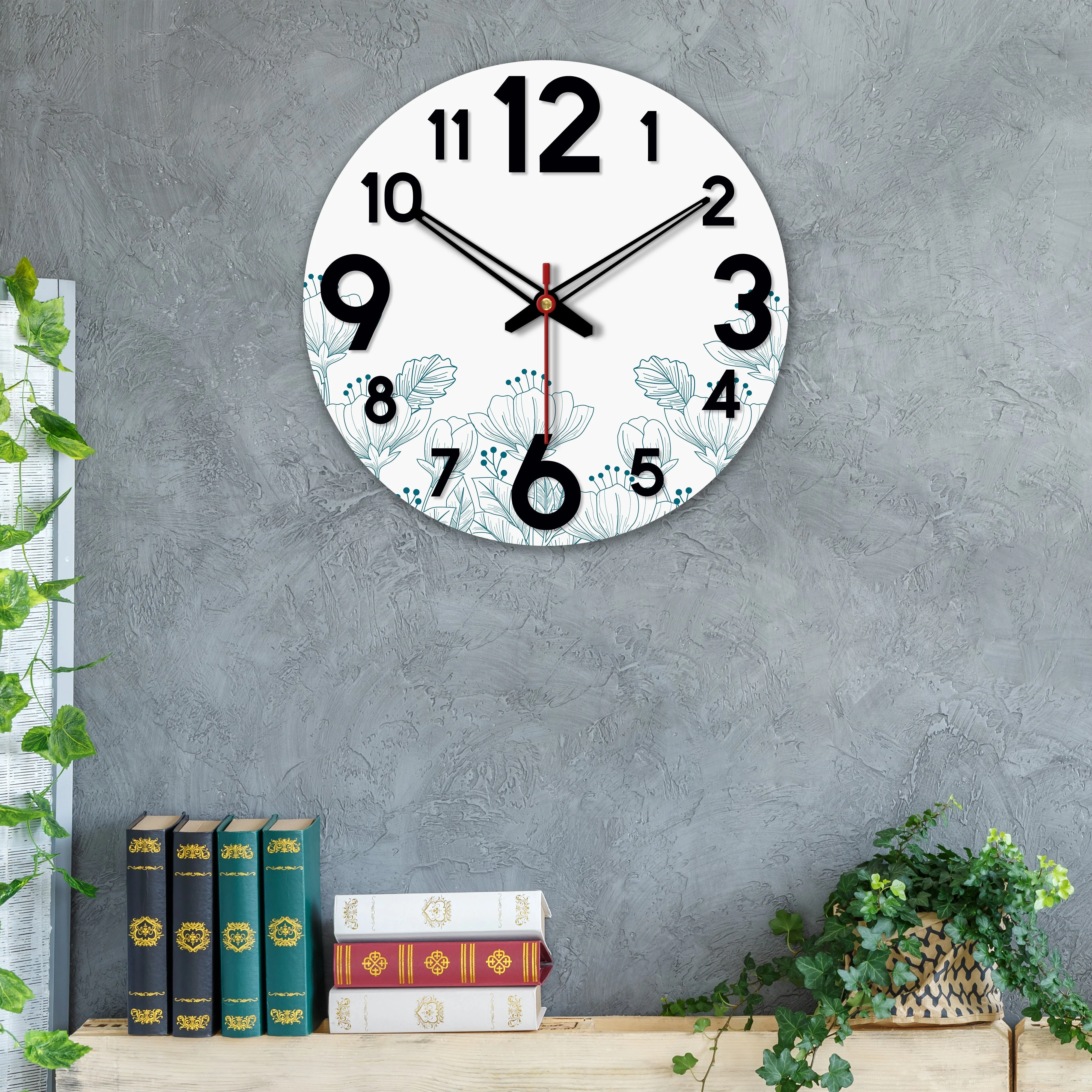 Hibiscus Flower Printed Wooden Wall Clock - Image 2