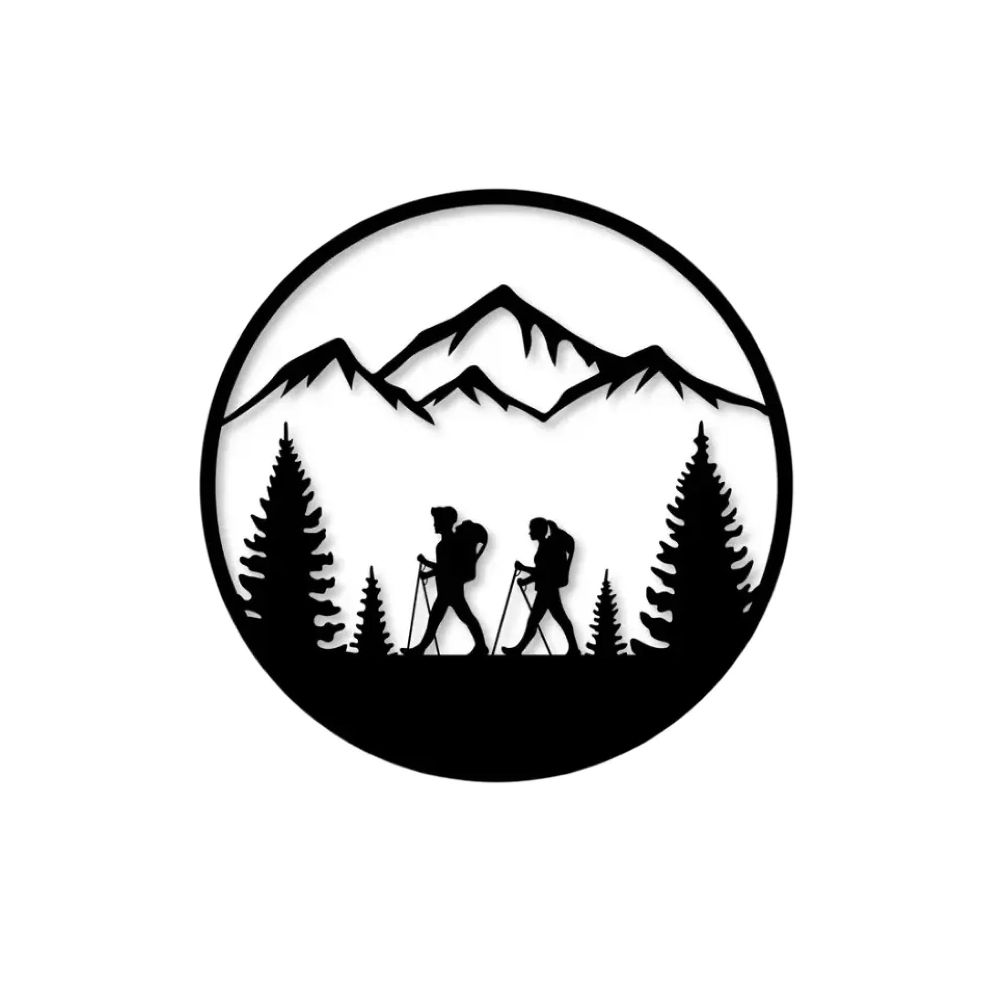 Hiking Adventure Mountains Trees Metal Art Wall Decor - Image 3