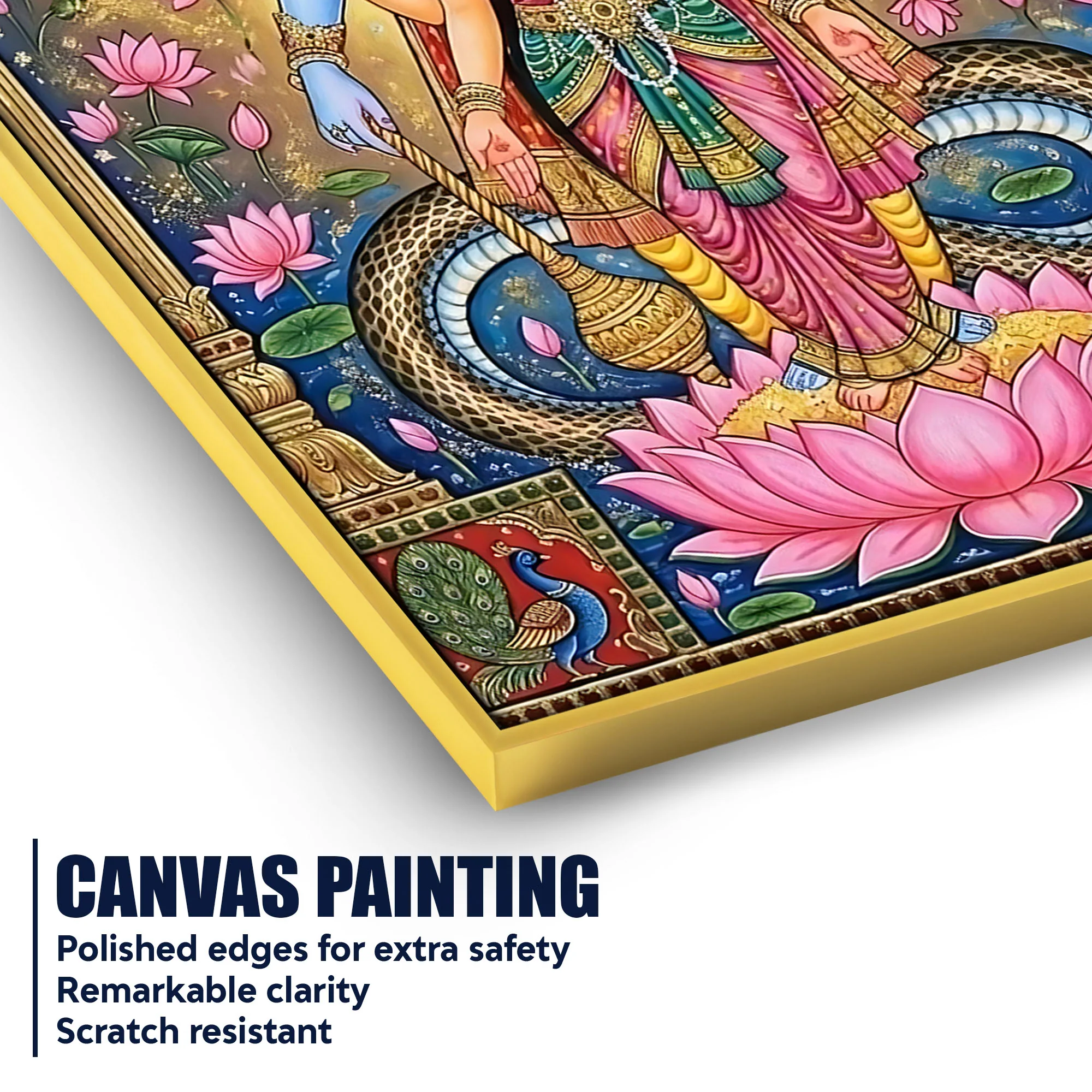 Hindu Devotional Lakshmi Vishnu Canvas Painting for Religious Decor - Image 4