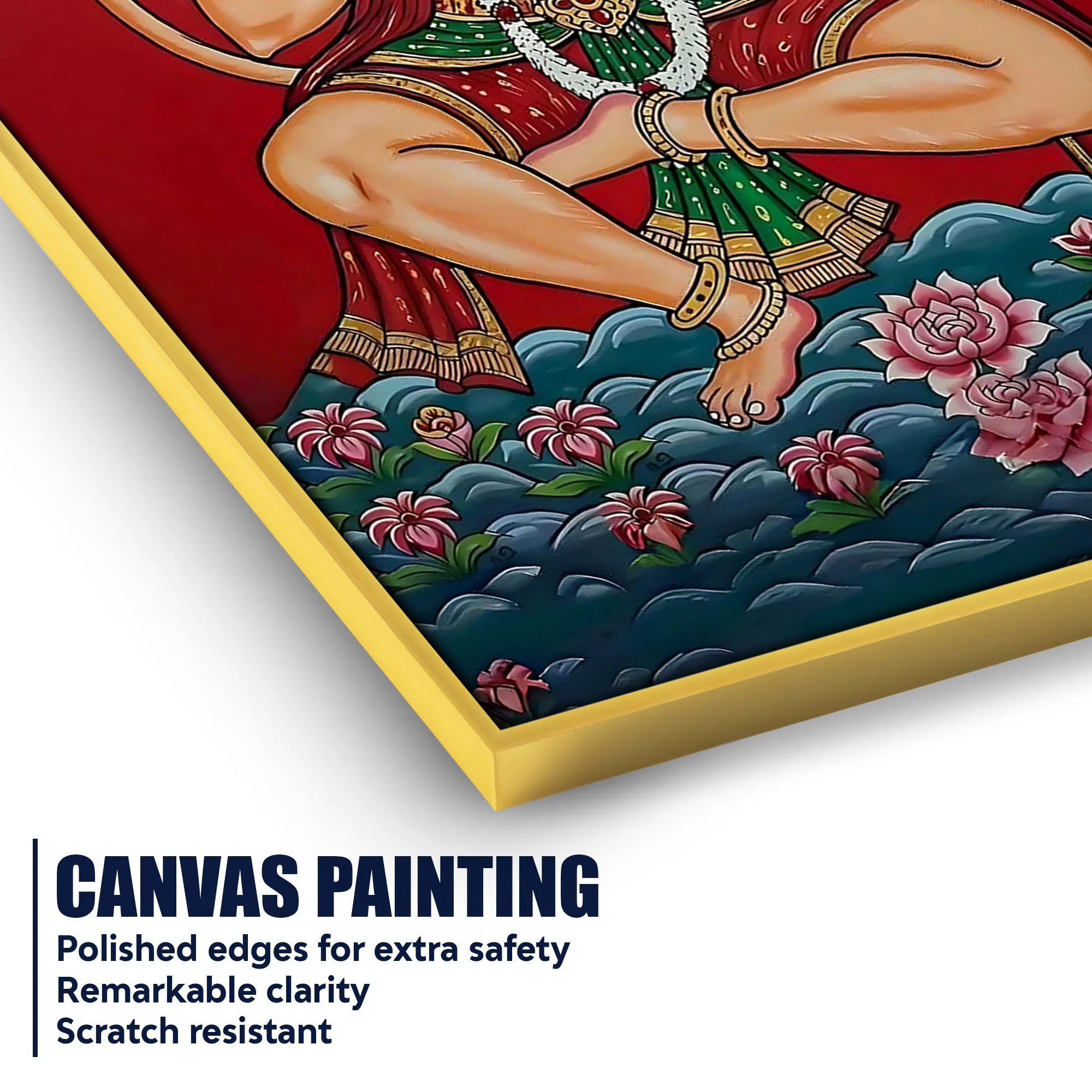Hindu God Hanuman Ji Blessing Pose Canvas Painting - Image 4
