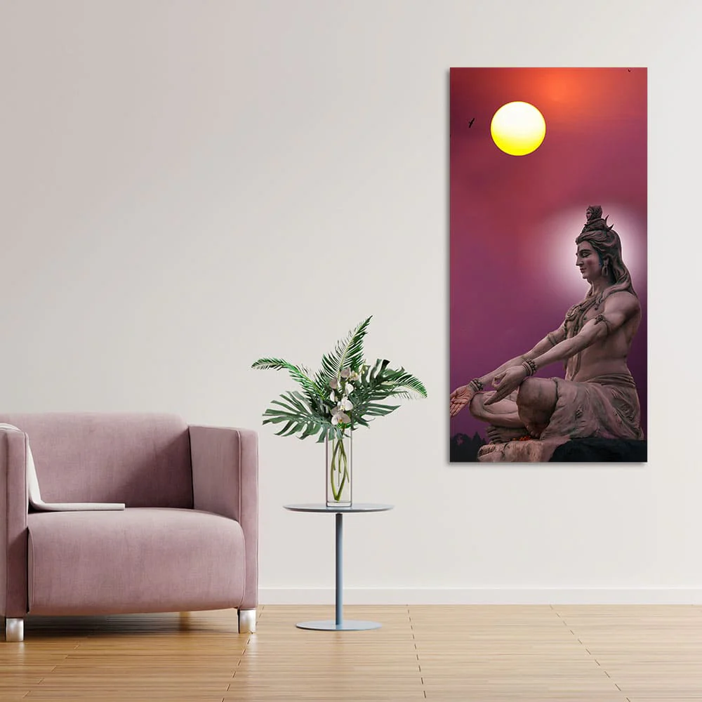 Hindu God Shiva Meditation Canvas Wall Painting - Image 2