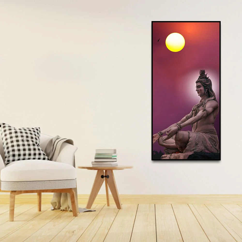 Hindu God Shiva Meditation Canvas Wall Painting - Image 3