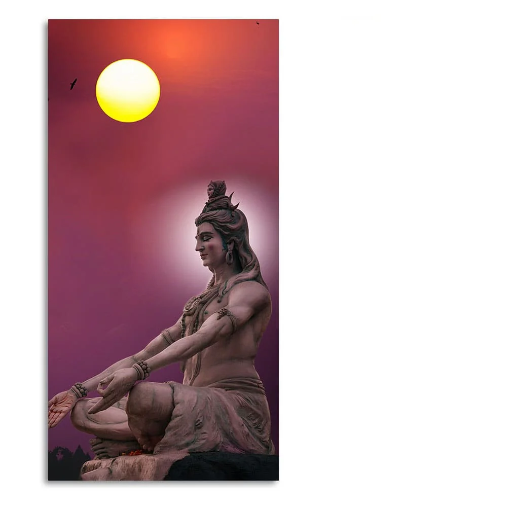 Hindu God Shiva Meditation Canvas Wall Painting - Image 4