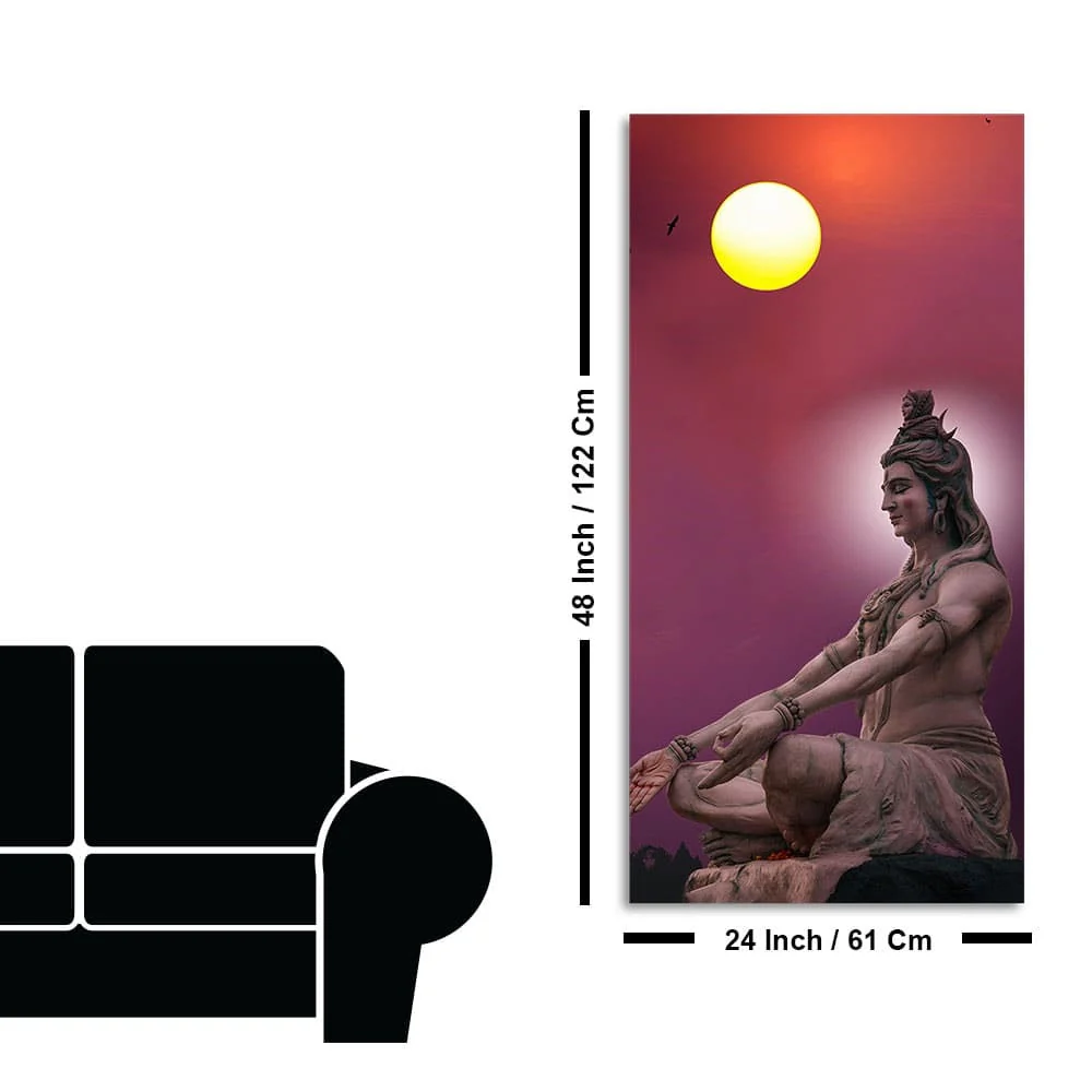 Hindu God Shiva Meditation Canvas Wall Painting - Image 7