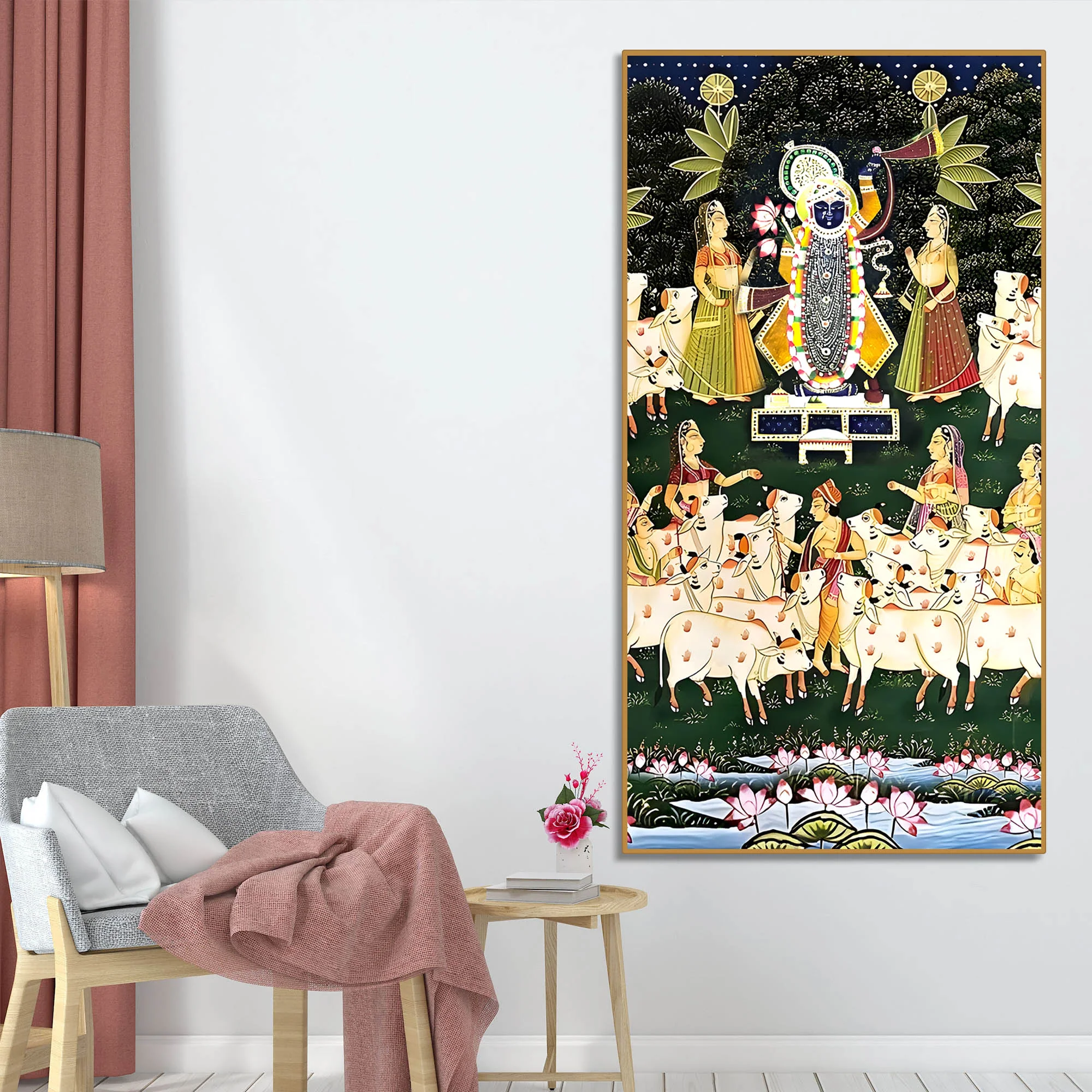 Hindu God Shreenathji Canvas Wall Painting | Classic Pichwai Art