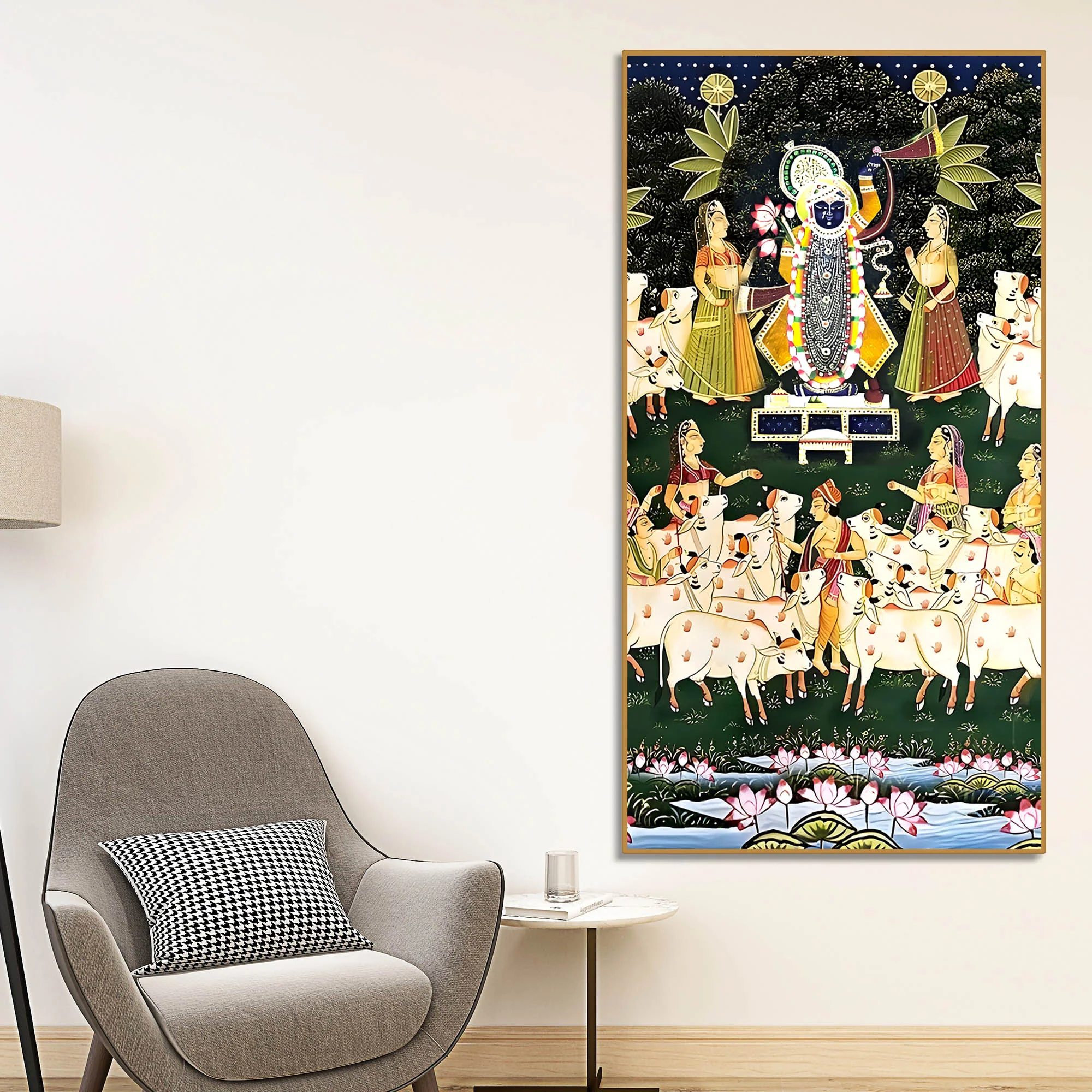 Hindu God Shreenathji Canvas Wall Painting | Classic Pichwai Art - Image 2