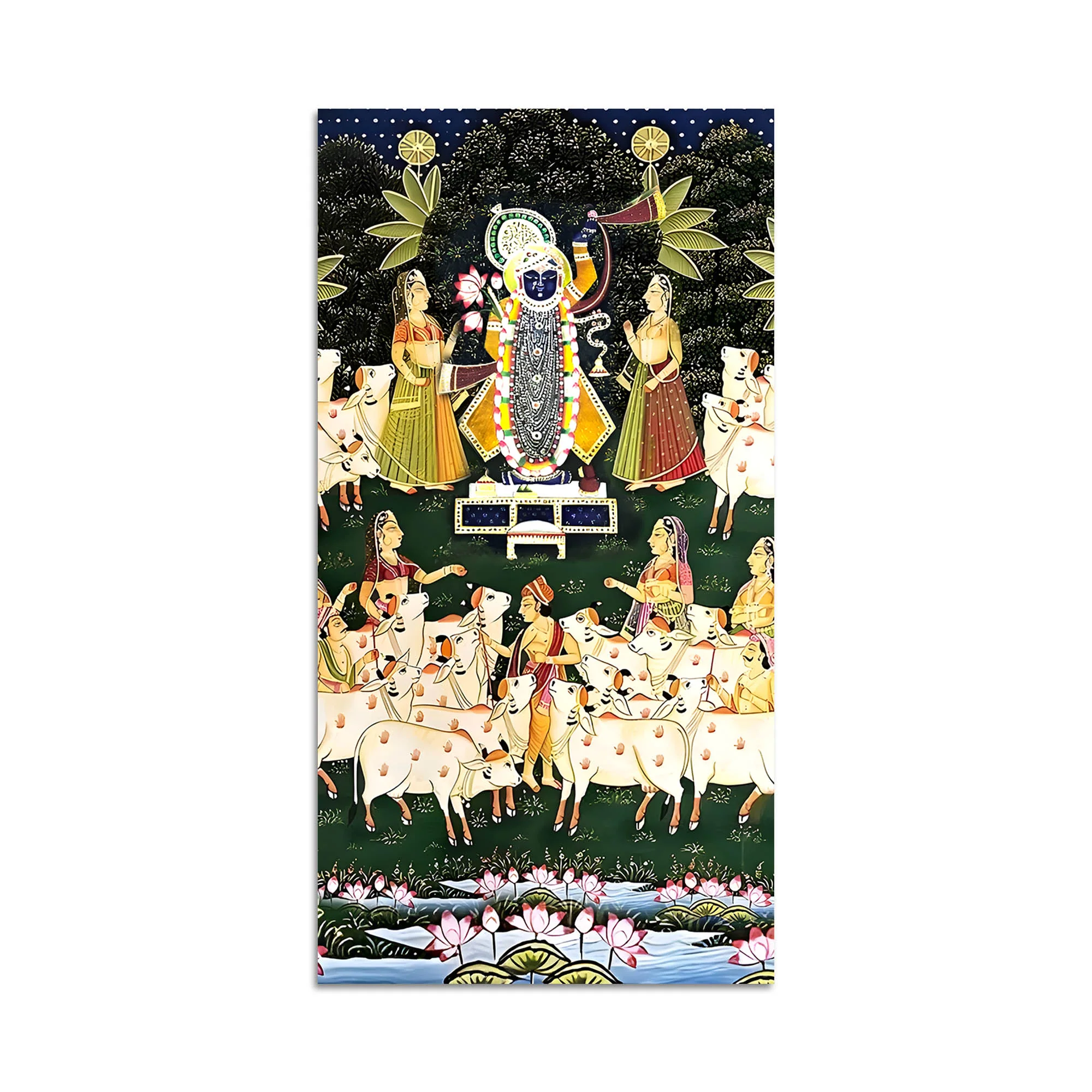 Hindu God Shreenathji Canvas Wall Painting | Classic Pichwai Art - Image 4